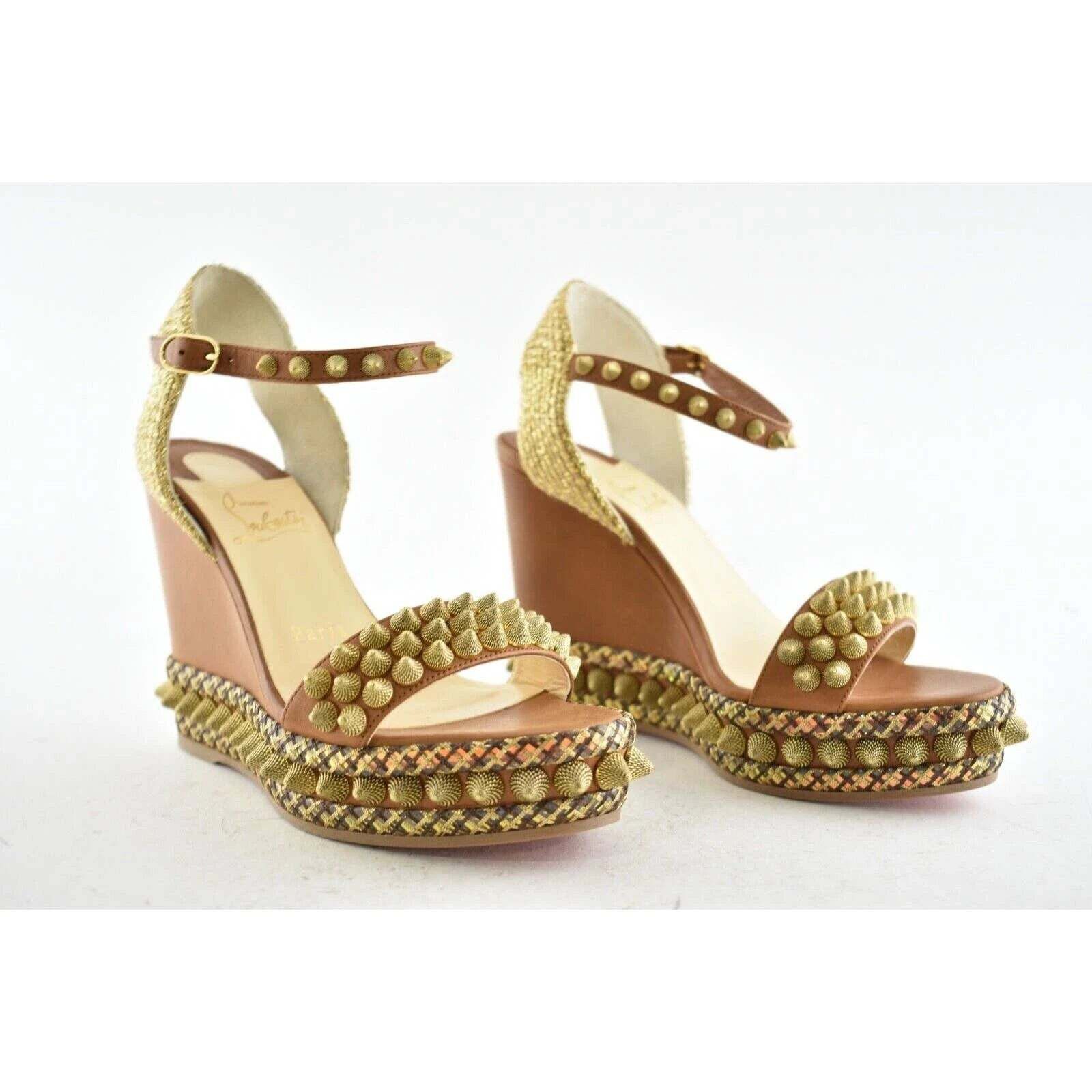 Christian Louboutin Christian Louboutin Cordorella 110 Brown Gold Stud Size US 6 / IT 36 - 4 Thumbnail