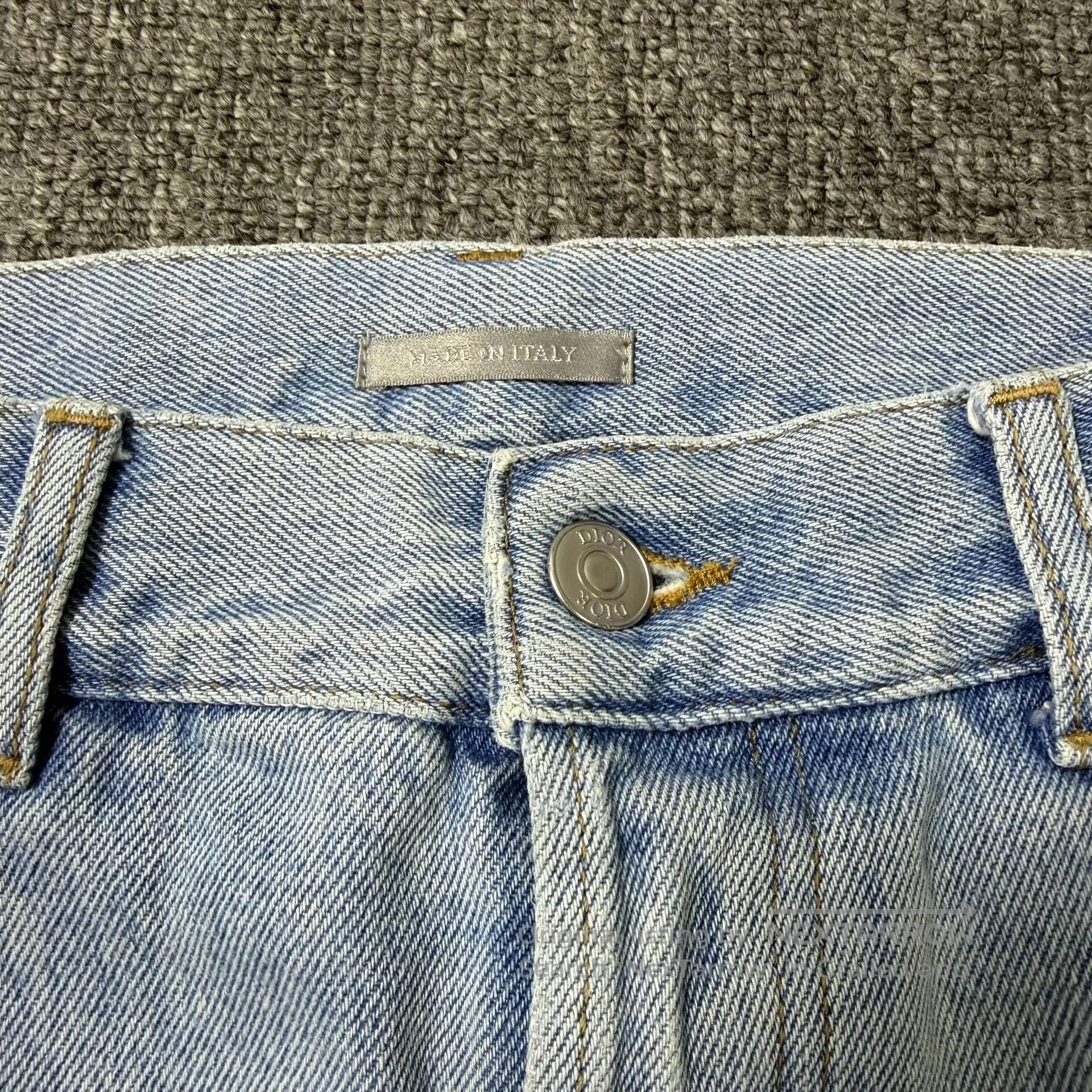 Dior Dior Ice Blue Washed Back Leather Patch Jeans. Size US 30 / EU 46 - 2 Thumbnail