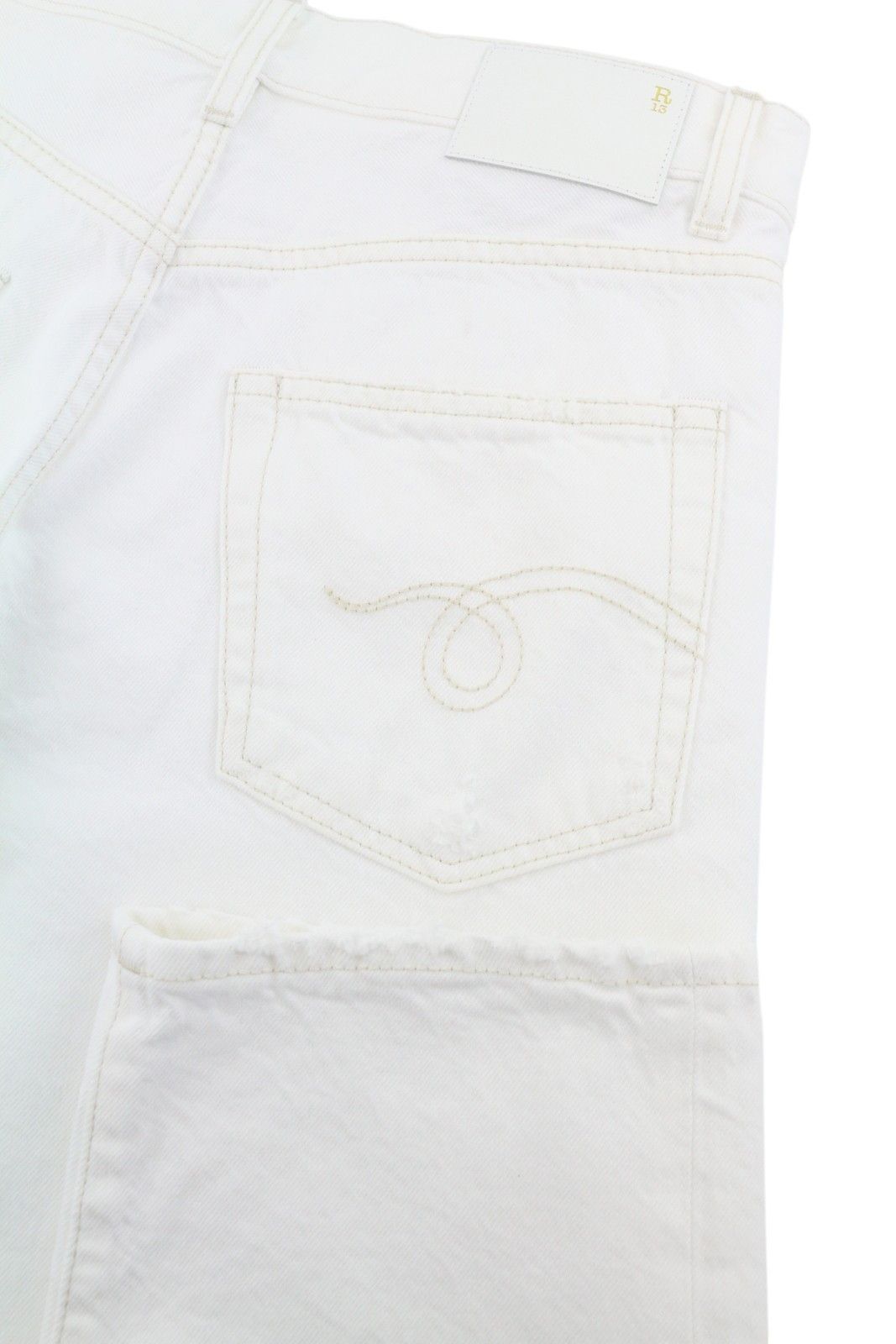 R13 BOYFRIEND 23 Aerin White Cropped Denim Jeans 89848 Size 23" - 6 Thumbnail