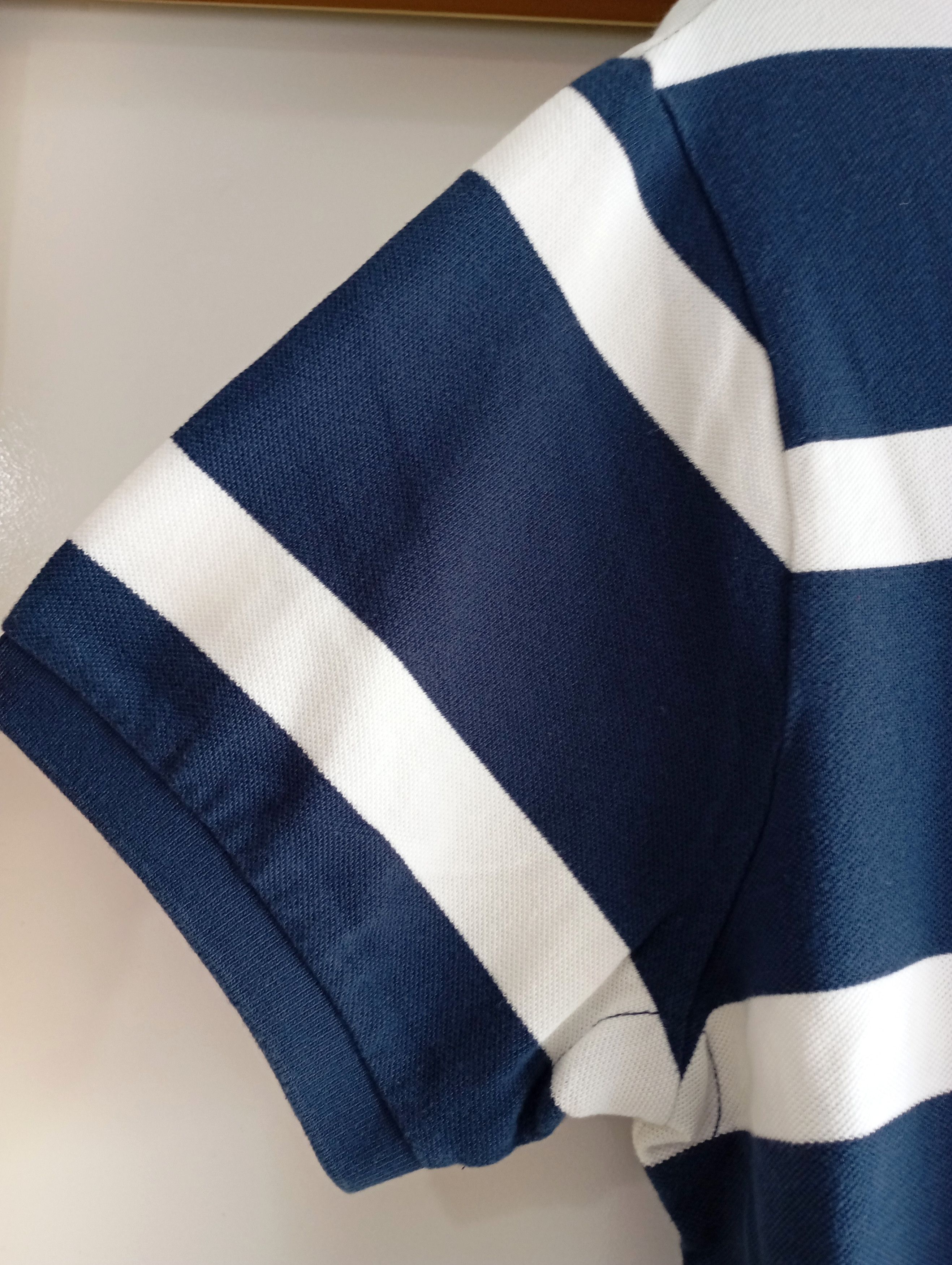 Polo Ralph Lauren Polo Ralph Lauren Striped Mesh Polo Shirt in Blue and White Size US XL / EU 56 / 4 - 11 Thumbnail