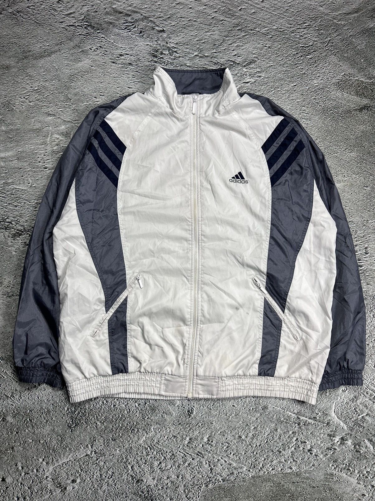 Adidas × Vintage Adidas track suit grey white pants windbreaker vintage Size US XL / EU 56 / 4 - 2 Thumbnail