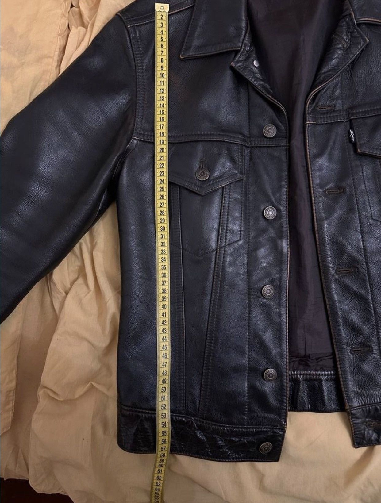 Levi's Vintage 80s Levi’s Leather Brown Trucker Jacket White Tab Size US M / EU 48-50 / 2 - 9 Thumbnail