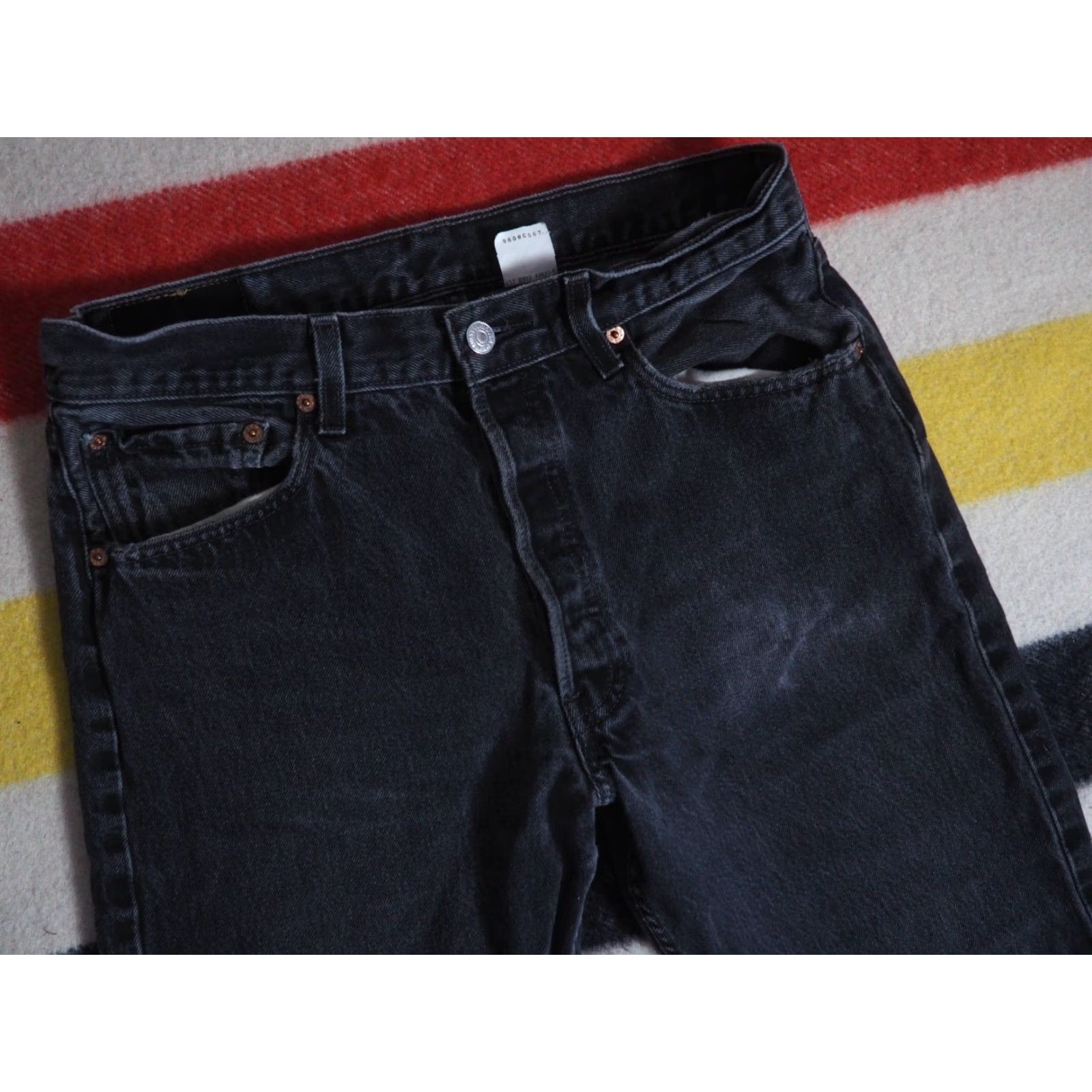 Levi's VTG Levi's 501 Jeans Denim 32x33 Black Faded Button Fly Mens 90s Grunge Straight Pants 501 Series Size US 32 / EU 48 - 4 Thumbnail