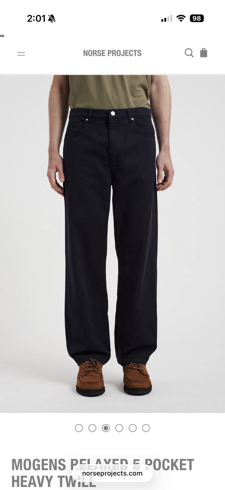 Norse Projects 5 pocket Heavy Twill Size US 33 - 4 Thumbnail
