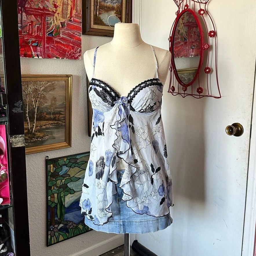 Apt. 9 apt 9 blue black white bra bralette slip top Size ONE SIZE - 1 Thumbnail