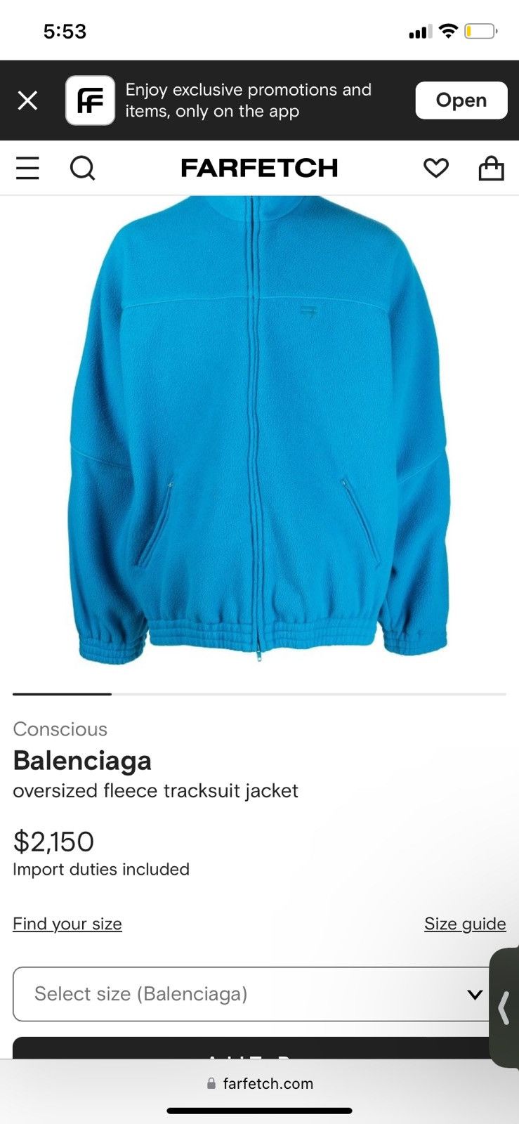 Balenciaga Balenciaga Blue Oversized Tracksuit Fleece Jacket Size US M / EU 48-50 / 2 - 13 Thumbnail