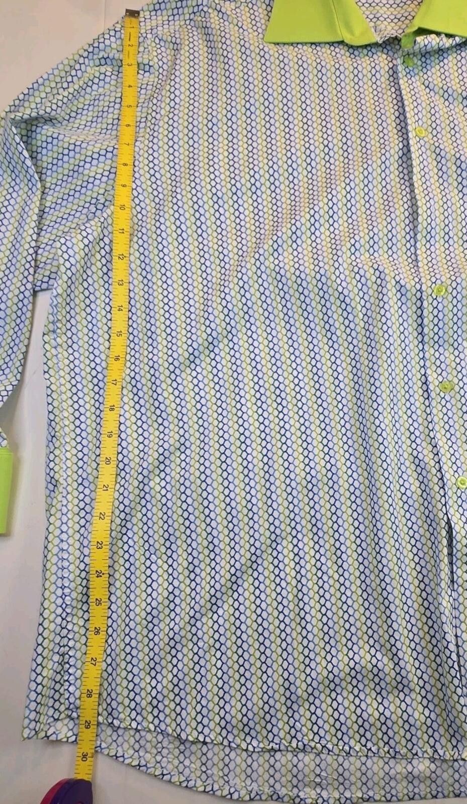 Other Daniel Ellissa Mens Dress Shirt White & Green Stripe Sz 19.5 Size 52R - 8 Thumbnail