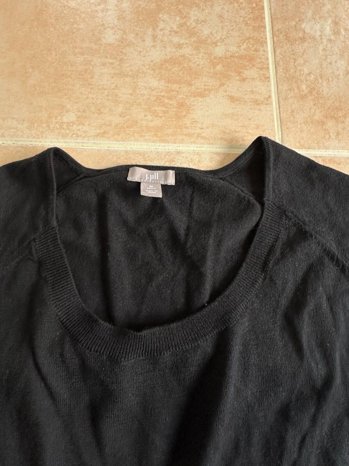 Designer J.Jill Buttons Side Black Sweater silk blend Women size M-P Size M / US 6-8 / IT 42-44 - 3 Thumbnail