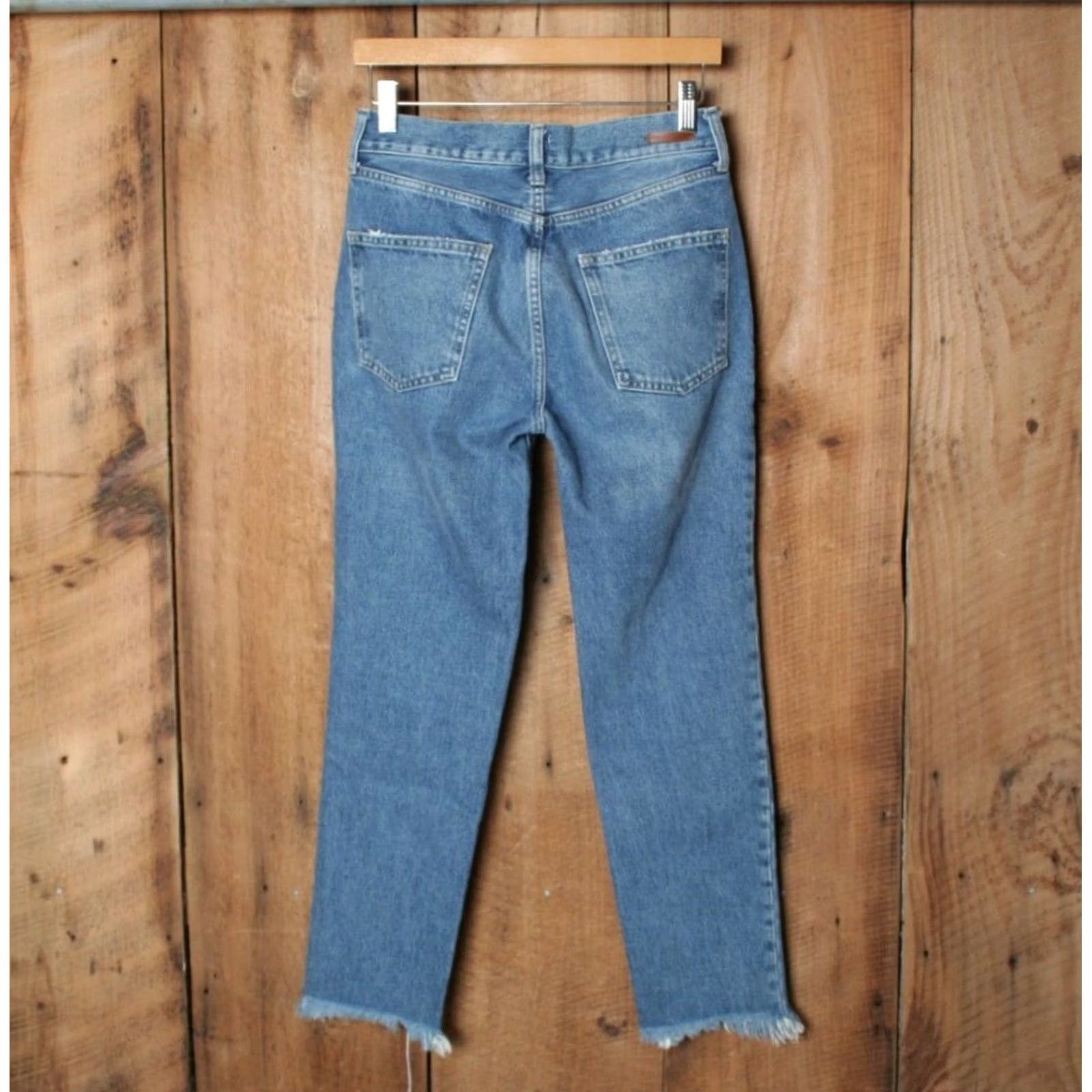 Vintage PILCRO Tilde Blue Denim Jeans Cropped Size 26 Regular Rise 10.5" Inseam 27" Women Mid-High Frayed Hem Pants Size 26" / US 2 / IT 38 - 3 Thumbnail
