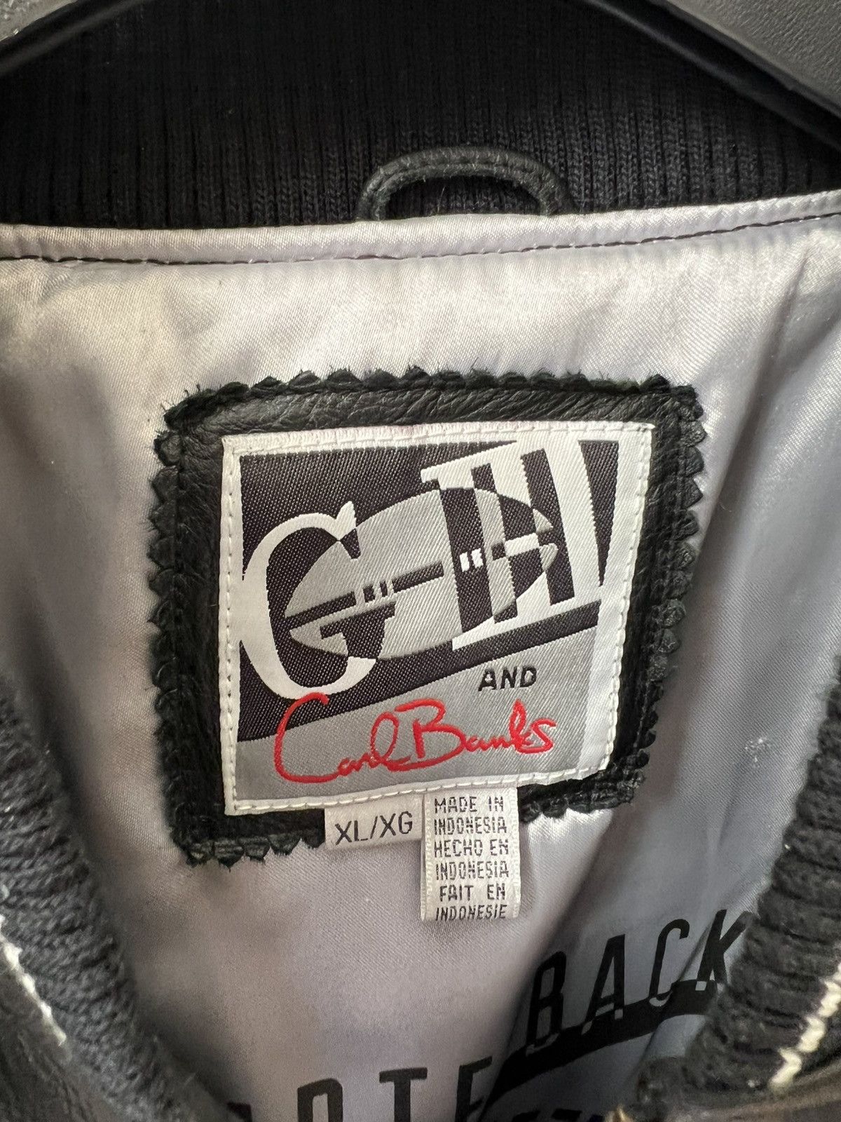 Vintage Vintage NFL Oakland Raiders Leather Jacket - Carl Banks Size US XL / EU 56 / 4 - 3 Thumbnail
