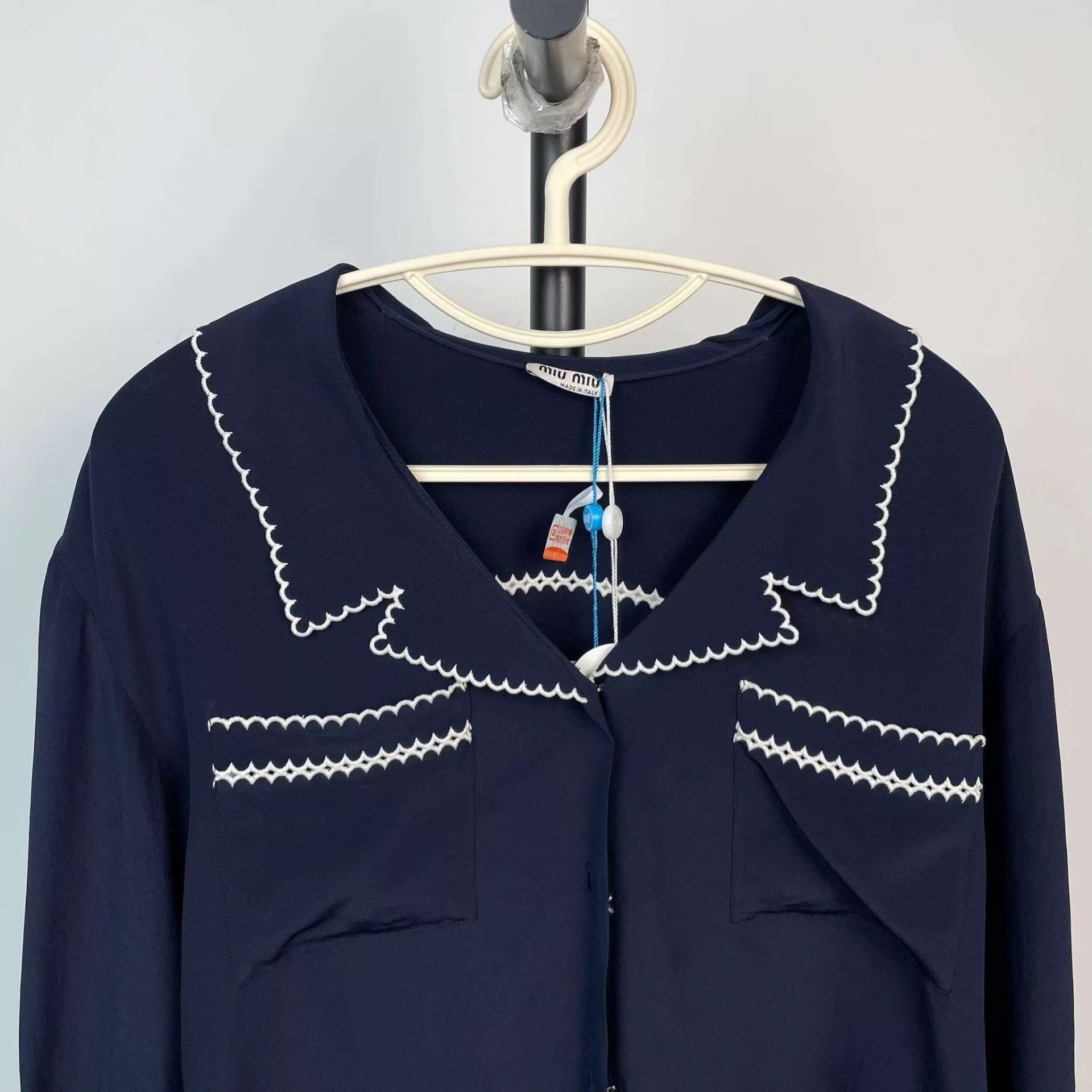 Miu Miu MIU MIU Women's Silk Blue Blouse Size XS / US 0-2 / IT 36-38 - 9 Thumbnail