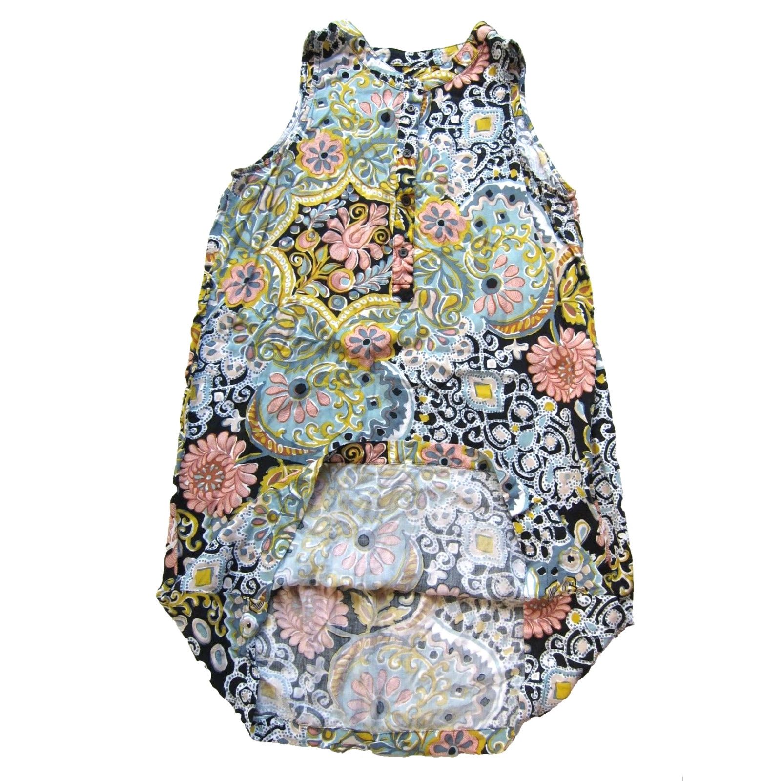 Loft VINTAGE Ann Taylor Loft 100% Rayon Pink Floral Tunic Tank Sun Dress SP Size S / US 4 / IT 40 - 5 Thumbnail