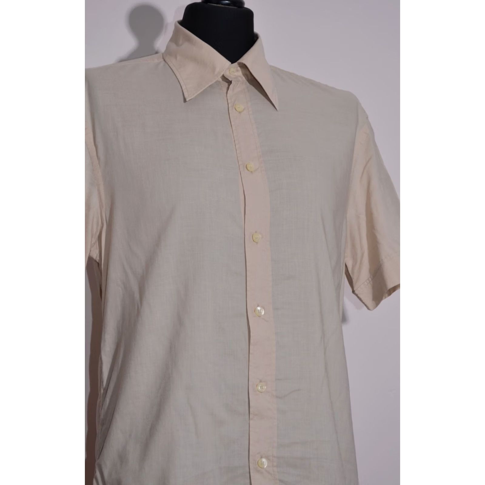 Dolce & Gabbana Dolce & Gabbana Shirt Button-Up Short Sleeve Cotton Beige Size M Men Size US M / EU 48-50 / 2 - 2 Thumbnail