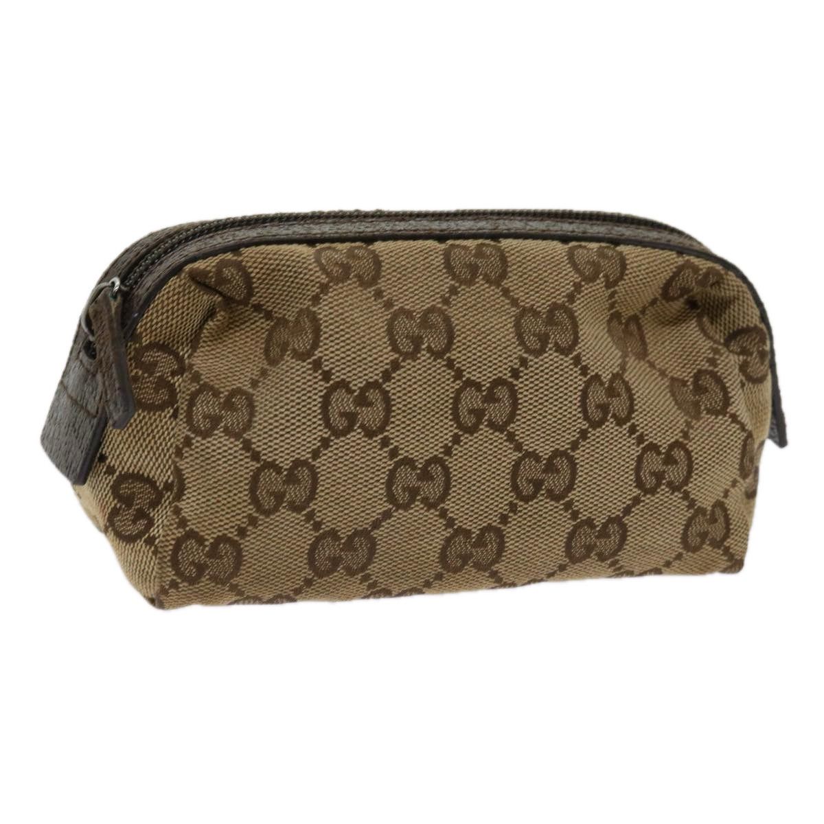 image of Gucci GG Canvas Cosmetic Pouch Beige 29596 Auth Ki3973, Women's
