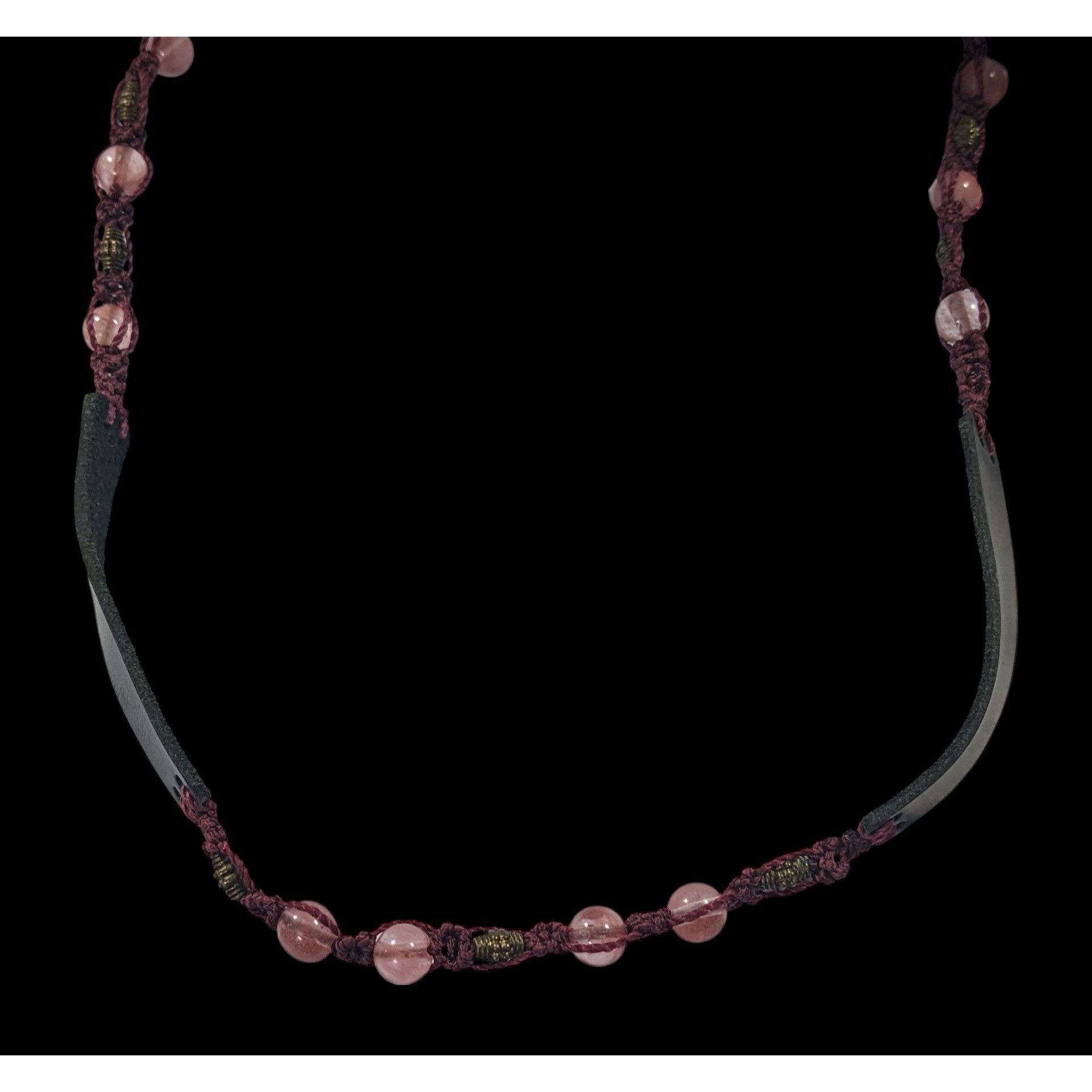Other Handmade Pink And Brown Leather And Bead Necklace/Bracelet Size ONE SIZE - 3 Thumbnail