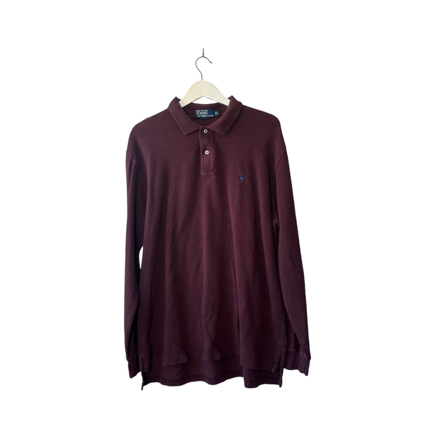 Ralph Lauren Polo by Ralph Lauren Maroon Long Sleeve 100% Cotton Polo XL Size US XL / EU 56 / 4 - 1 Thumbnail