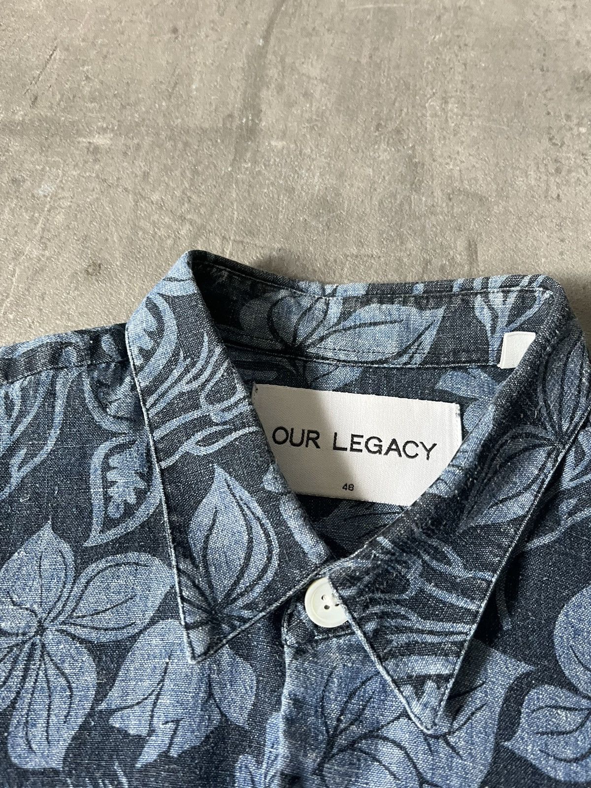 Our Legacy Our Legacy hemp floral button up shirt blue navy Size US M / EU 48-50 / 2 - 8 Thumbnail