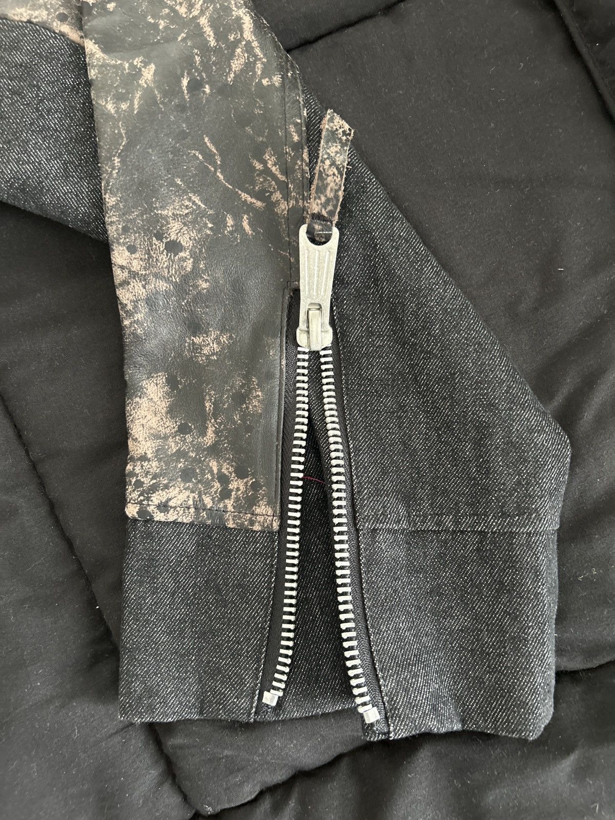Vintage H & D distressed leather black denim Bomber Size US M / EU 48-50 / 2 - 6 Thumbnail