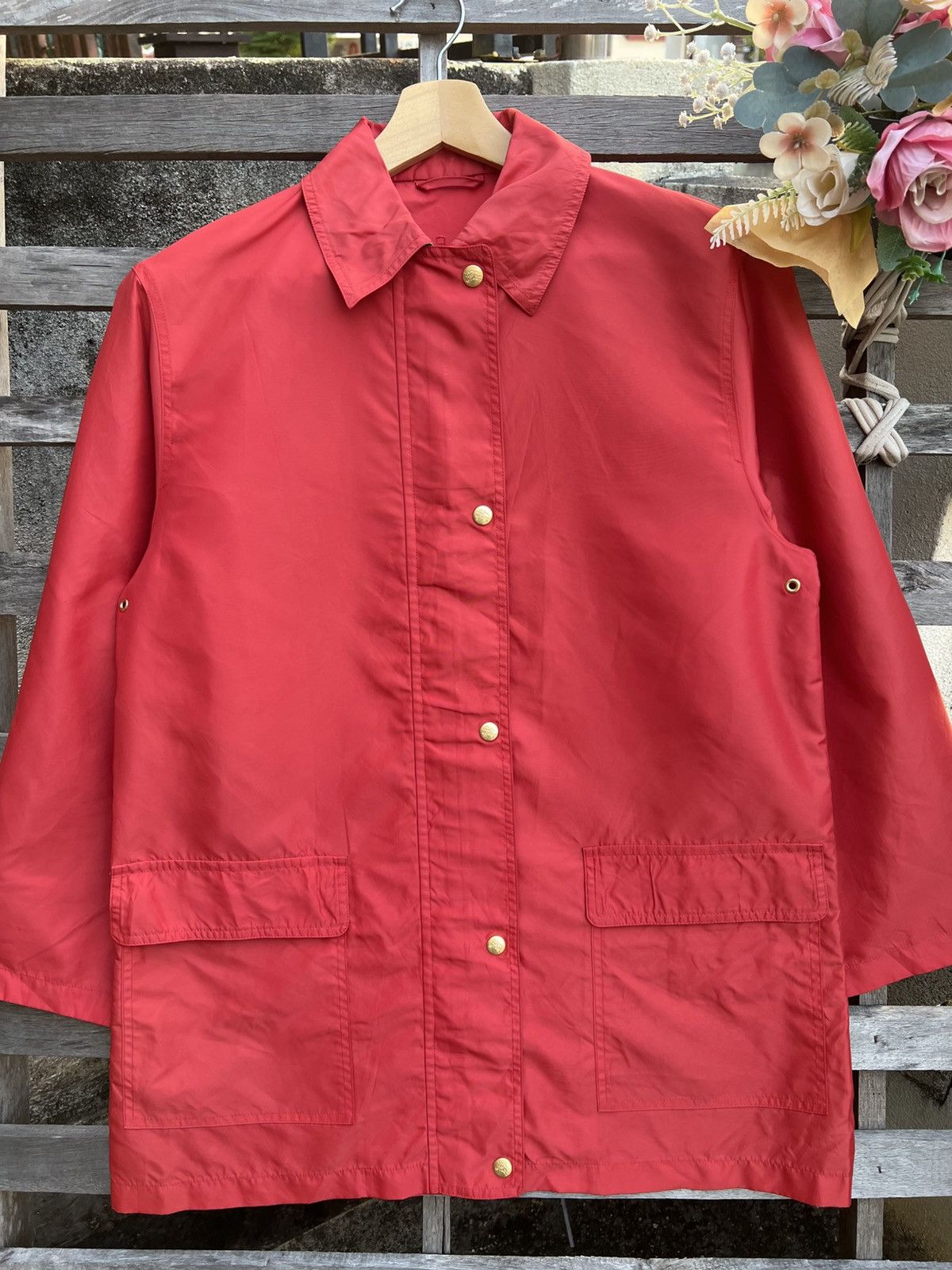 Burberry Burberry Red Button Jacket – Lightweight Casual Outerwear Size M / US 6-8 / IT 42-44 - 3 Thumbnail