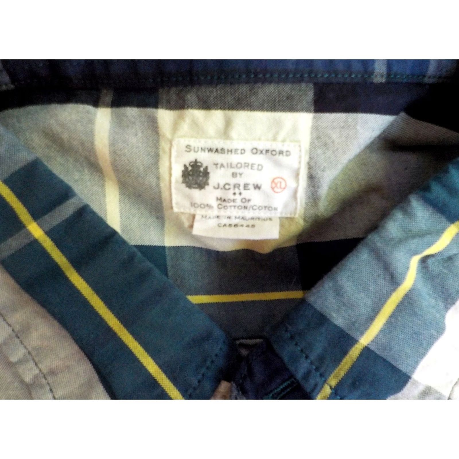 J.Crew J. Crew Plaid Sunwashed Oxford Shirt Button-Down Collar 100% Cotton XL Navy Green Ivory Red Yellow Men’s Shirt Size US XL / EU 56 / 4 - 4 Thumbnail