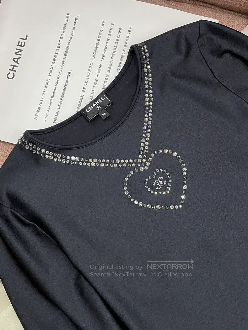 Chanel Chanel Black hot diamond love undershirt long sleeves Size XXS / US 00 / IT 34 - 2 Thumbnail