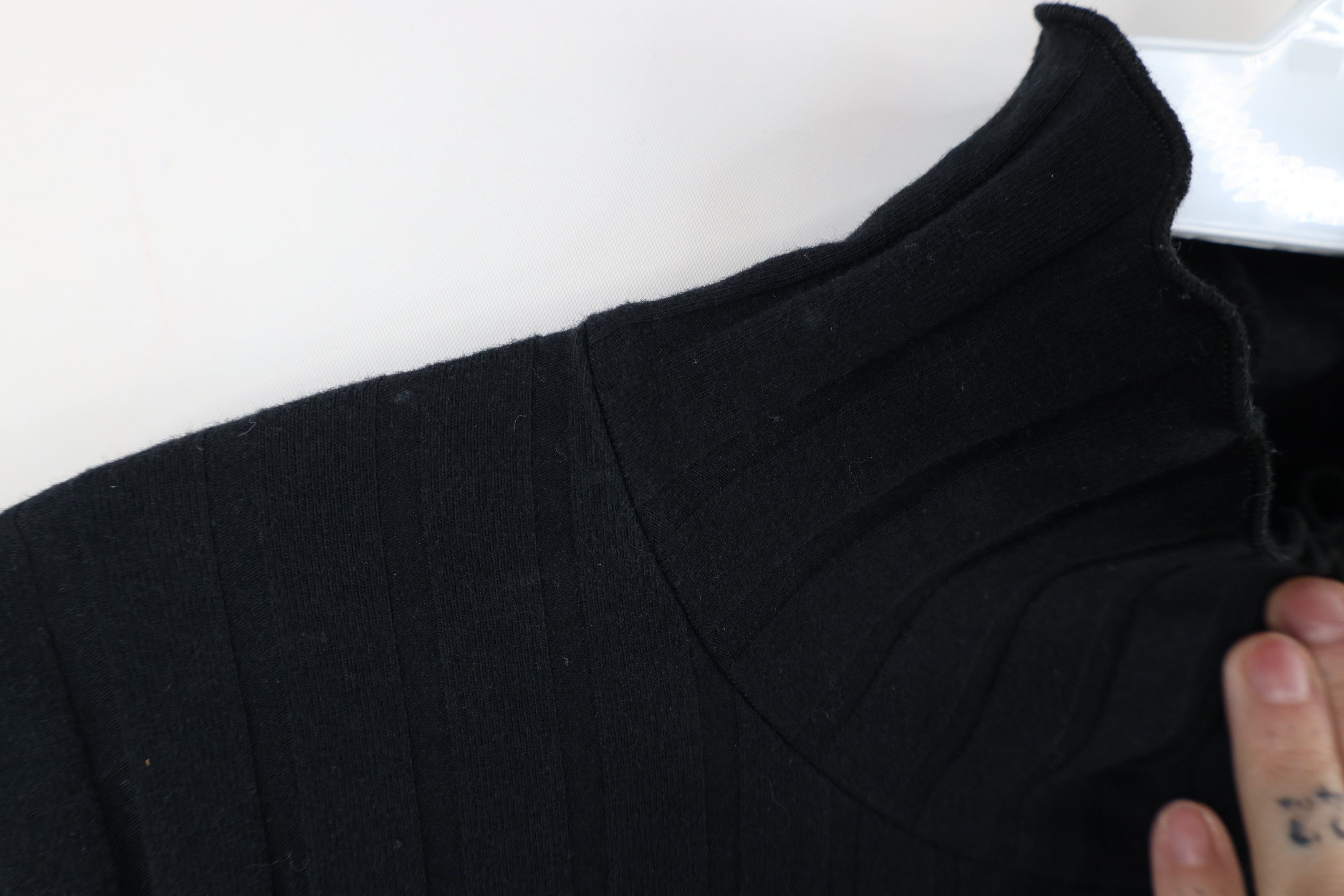 Madewell × Vintage Madewell Blank Ruffled Ribbed Knit Turtleneck T-Shirt Black Size M / US 6-8 / IT 42-44 - 5 Thumbnail