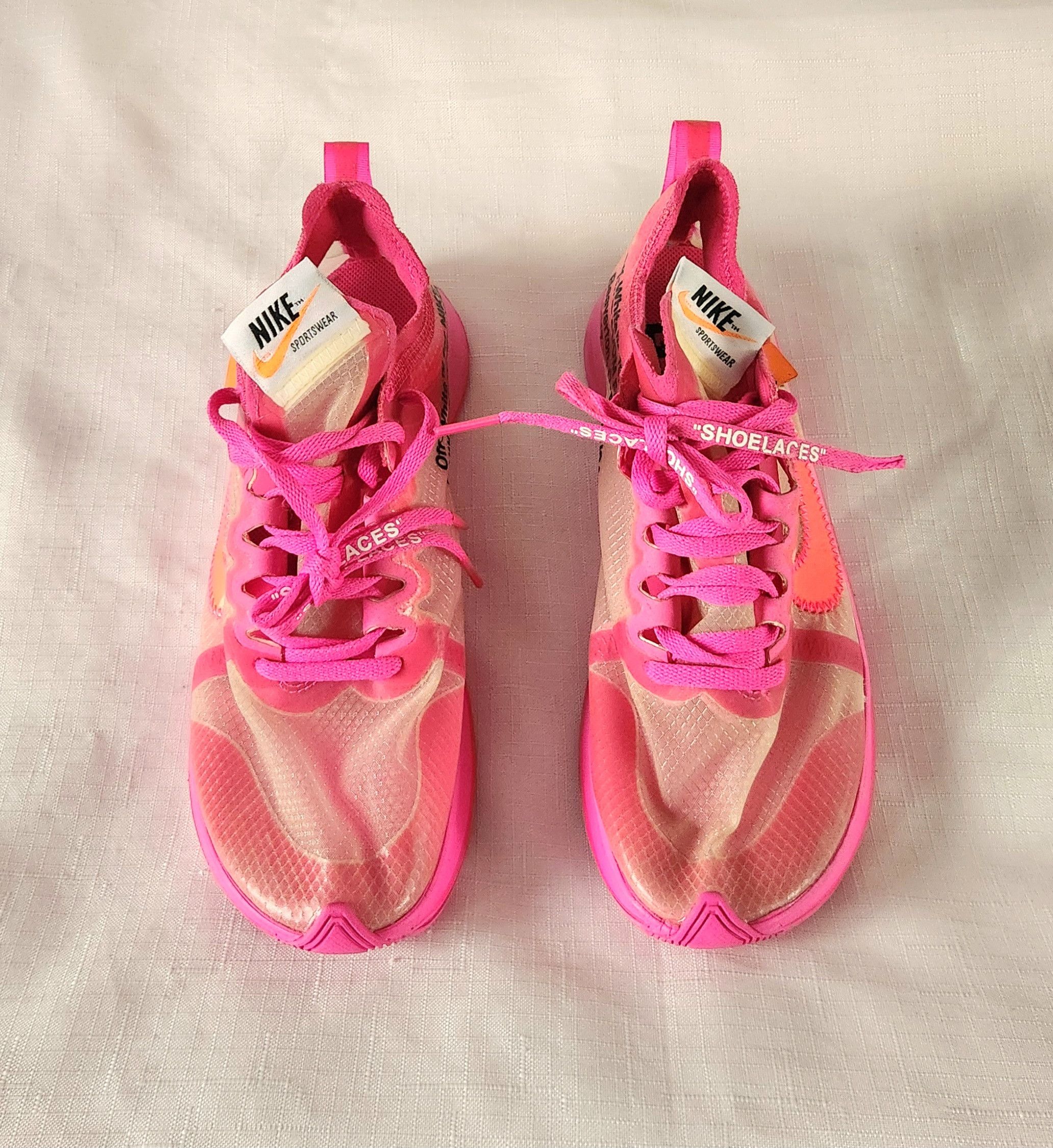 Nike × Off-White Nike Zoom Fly SP x OFF-WHITE ‘Pink’ AJ4588-600 Men’s Size 5 Size US 5 / EU 37 - 4 Thumbnail