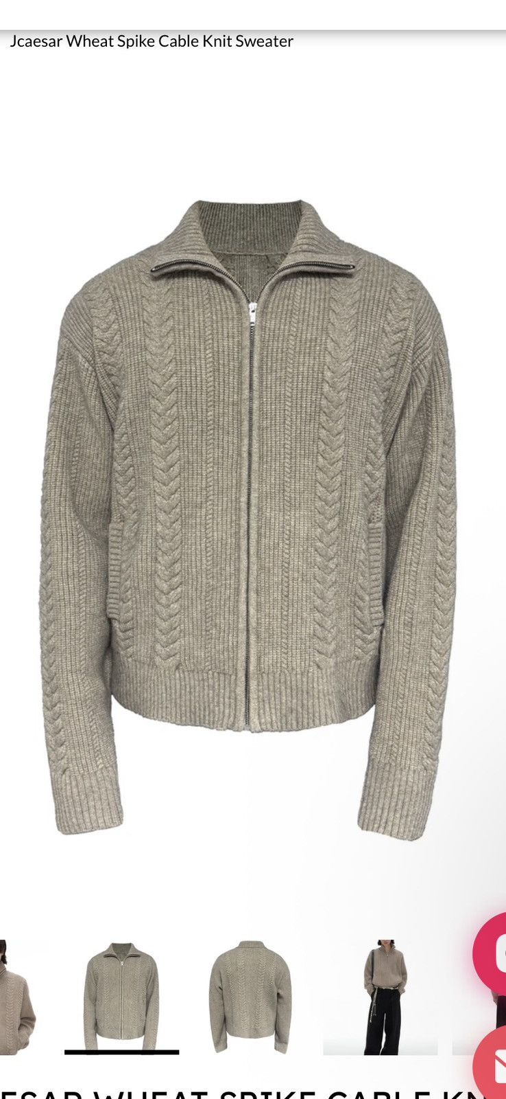 Other Jcaesar Wheat Wool Knitted Zip Up with Turtleneck Size US S / EU 44-46 / 1 - 2 Thumbnail
