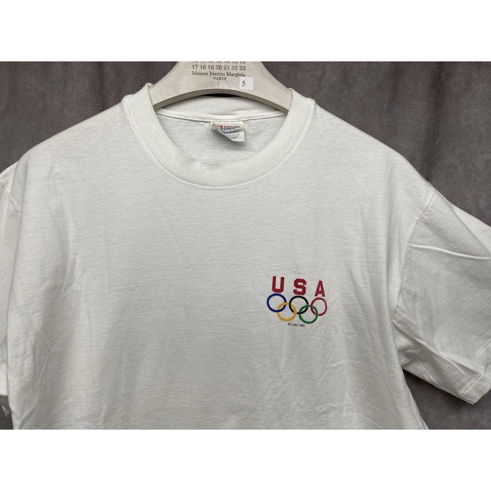 Hanes VINTAGE USA OLYMPIC VOLLEYBALL T SHIRT BLASTING FOR THE GOLD Size US L / EU 52-54 / 3 - 4 Thumbnail