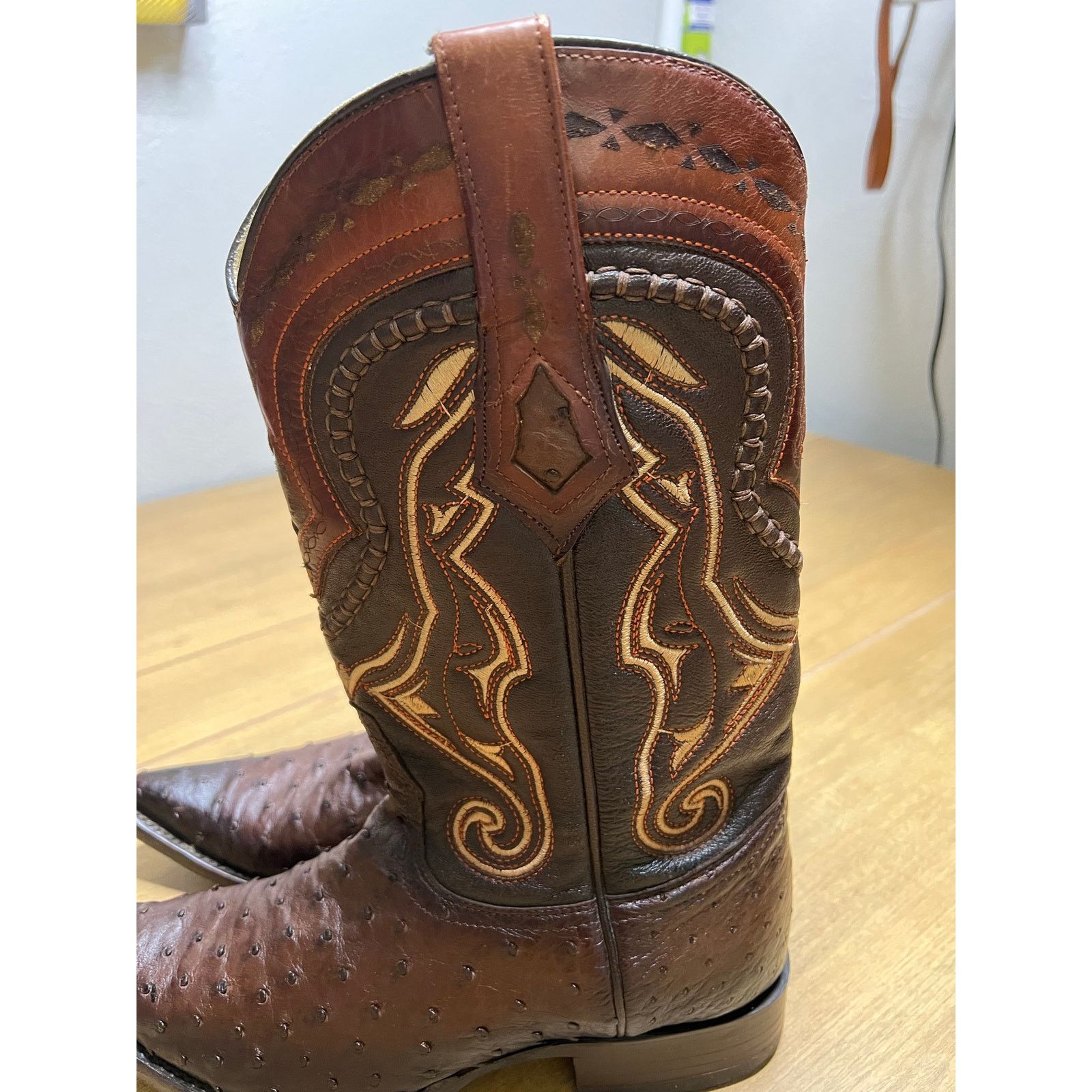 Los Altos Boots Los Altos Quill Ostrich Cowboy Boots Brown Leather Mens 7 EE Size US 7 / EU 40 - 14 Thumbnail