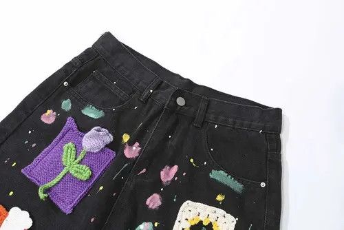 VIBE Graffiti style denim shorts baggy in vibe style cargo y2k Size US 32 / EU 48 - 6 Thumbnail