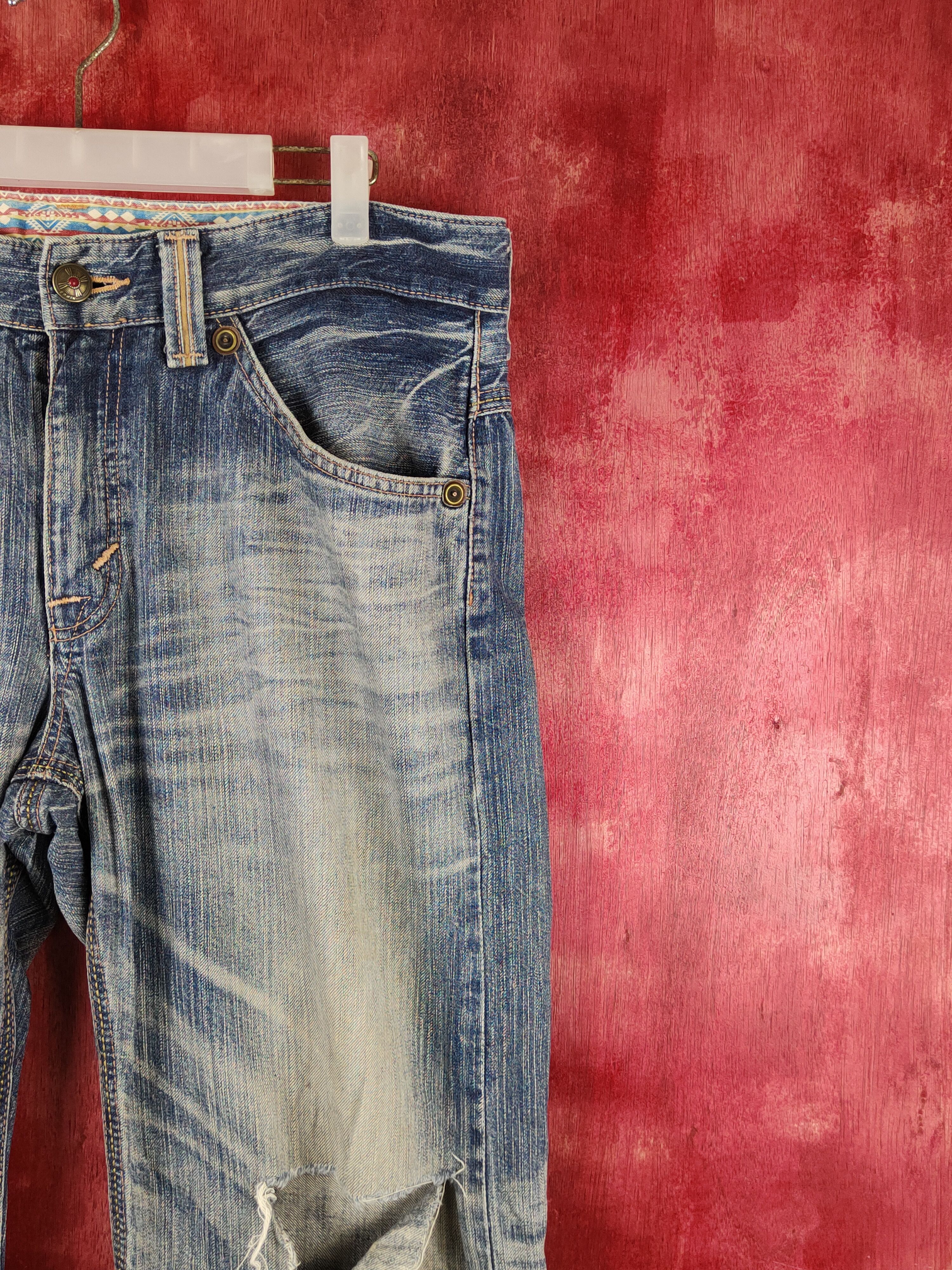 Edwin Edwin Dark Blue Faded Distressed Ripped Jeans #S2252 Size US 34 / EU 50 - 5 Thumbnail
