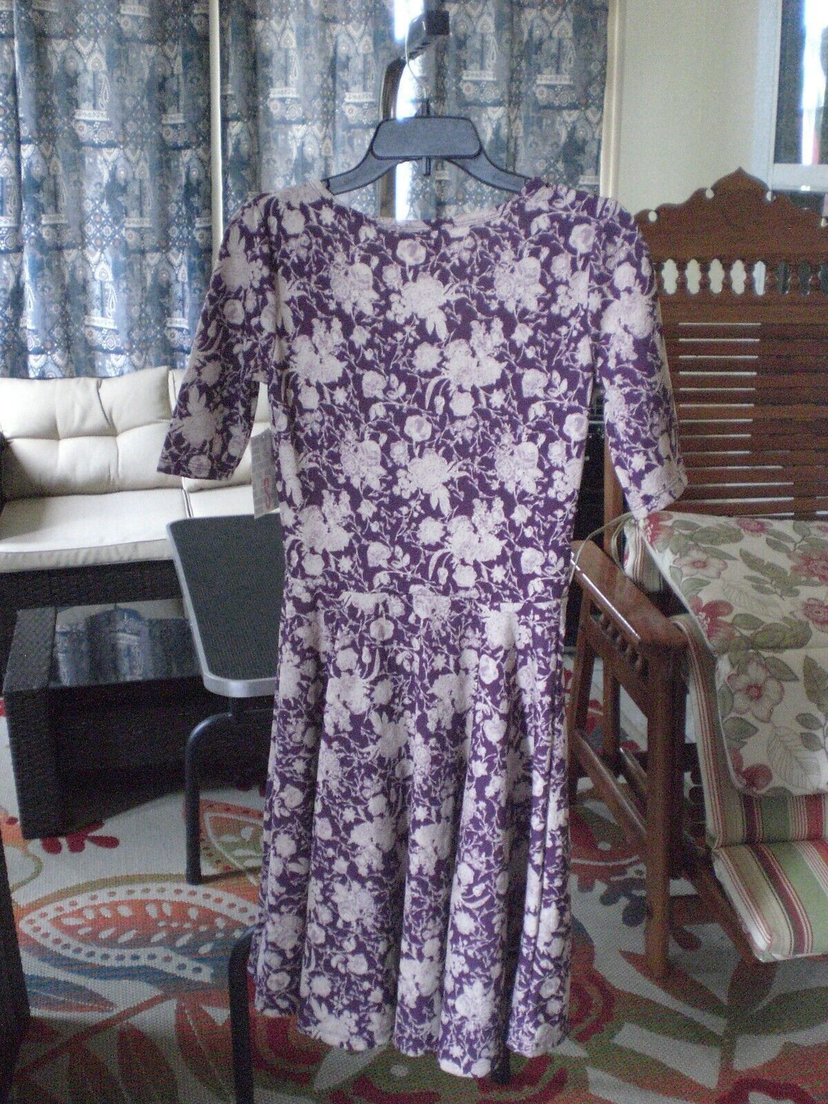 Other NWT LuLaRoe Nicole Dress Plum with Cream Floral SMALL Size S / US 4 / IT 40 - 8 Thumbnail