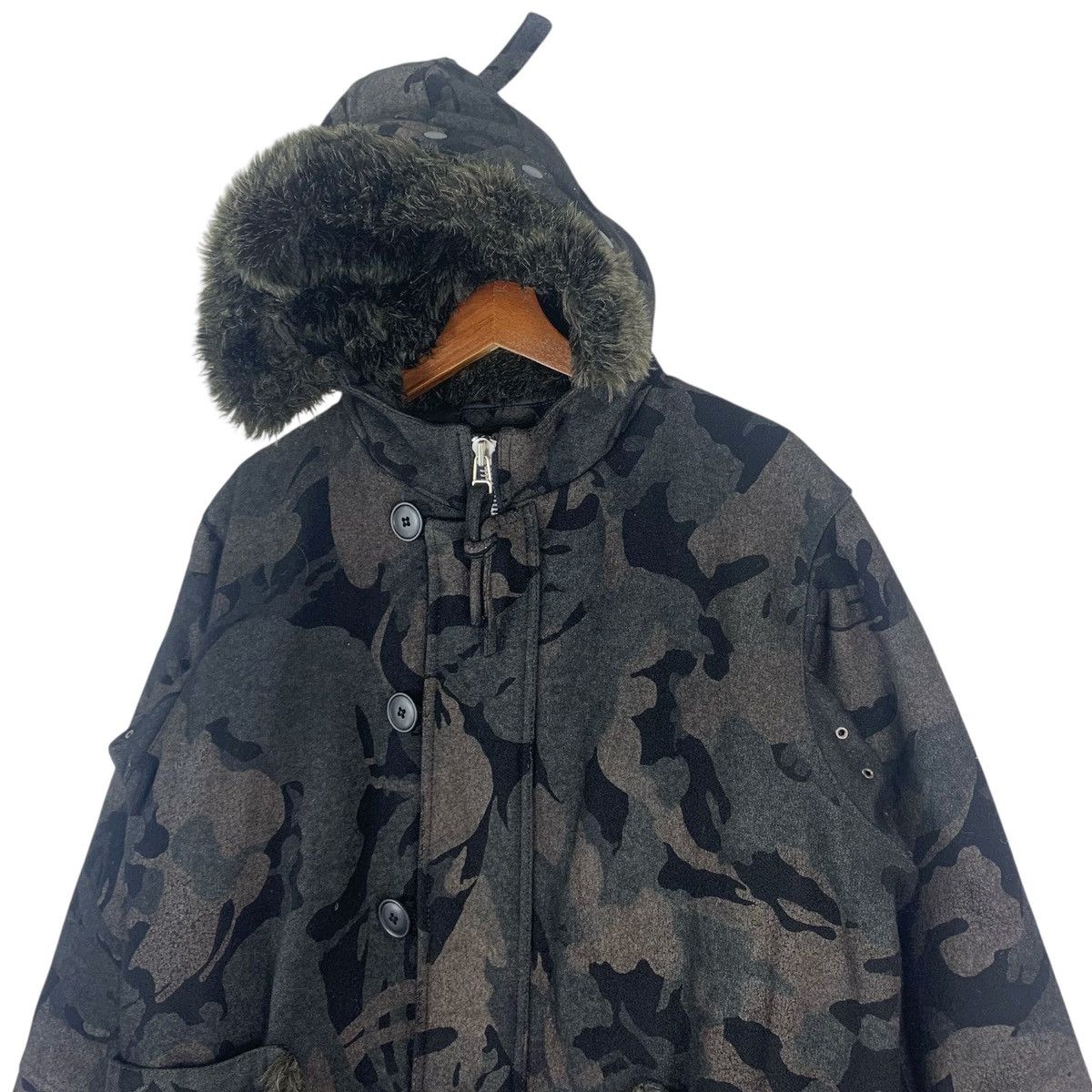 Japanese Brand Vintage Hiromichi Nakano Heavy Jacket with Fur Hoodie Size US M / EU 48-50 / 2 - 4 Thumbnail