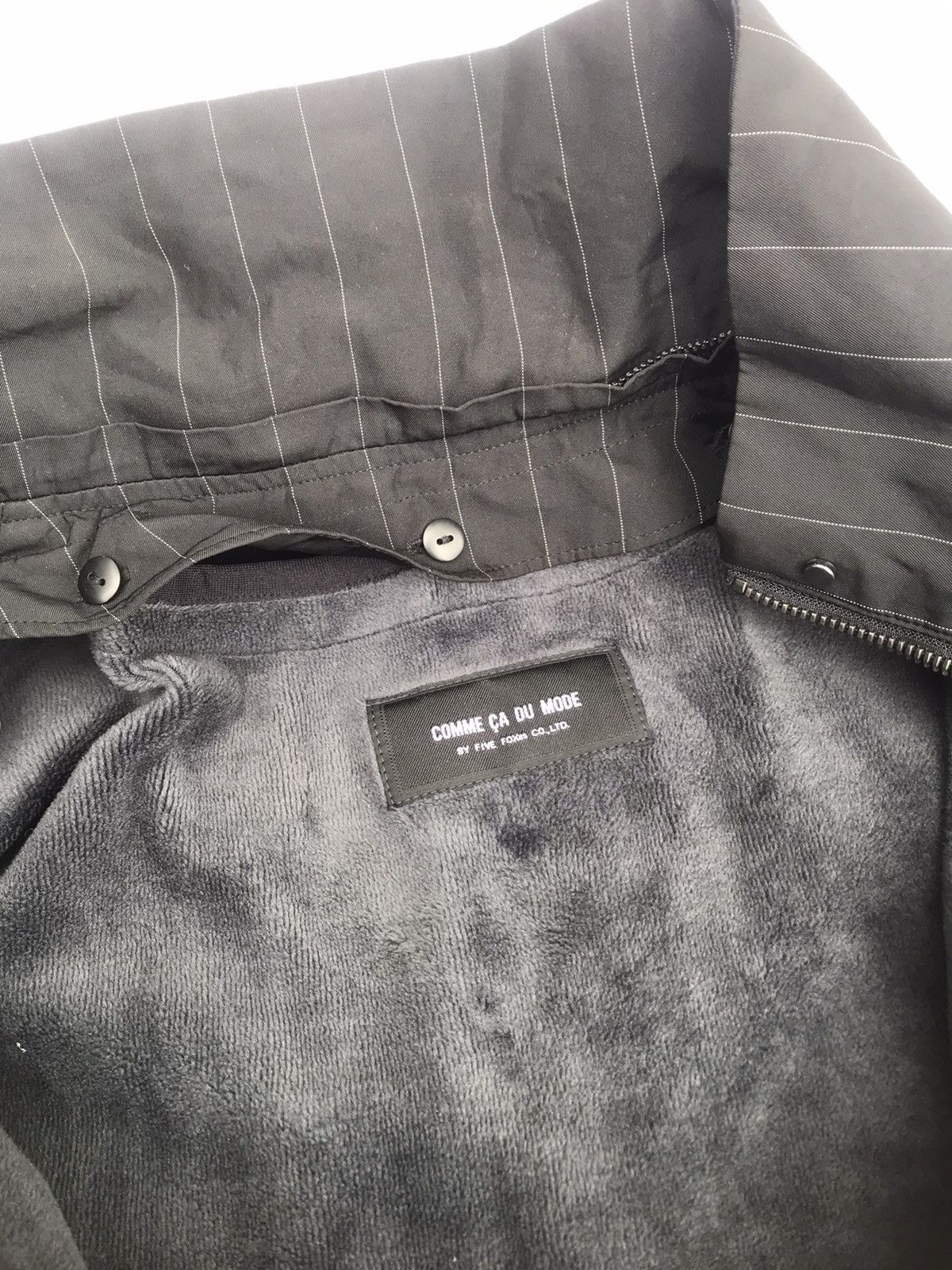 Comme Ca Ism × Designer × Japanese Brand Comme Ca Du Mode Japan Pinstripe Fleece Lined Zipper Coat Size M / US 6-8 / IT 42-44 - 15 Thumbnail