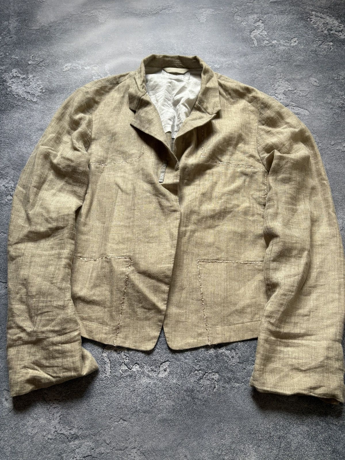 Marithe + Francois Girbaud Vintage Marithe Francois Girbaud Beige Linen Blazer Jacket Size XS / US 0-2 / IT 36-38 - 2 Thumbnail