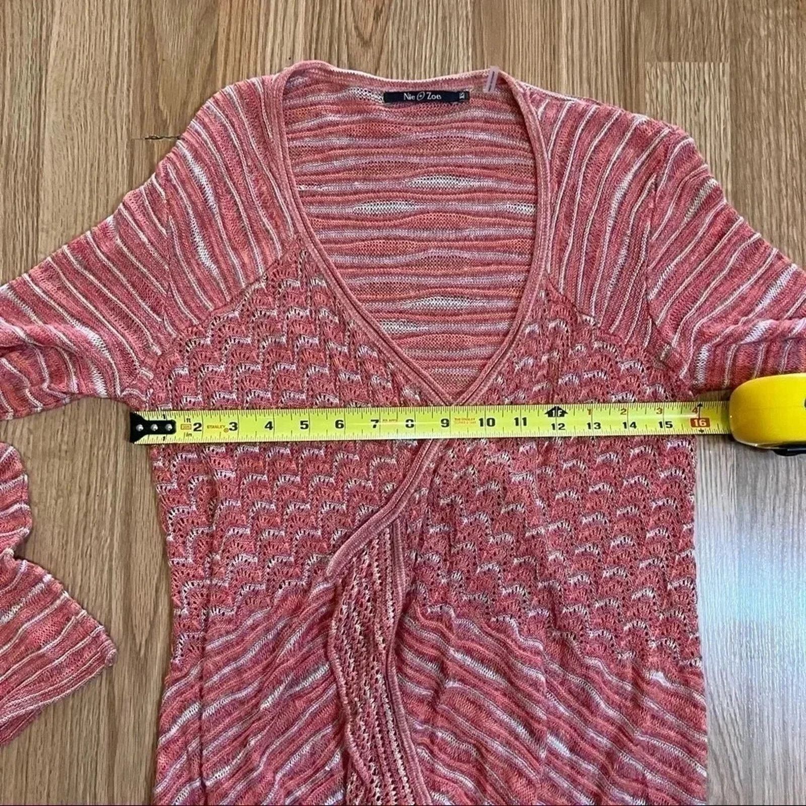 NIC+ZOE Nic + Zoe Open Front Cardigan XS Linen Silk Viscose Knit Size XS / US 0-2 / IT 36-38 - 7 Thumbnail