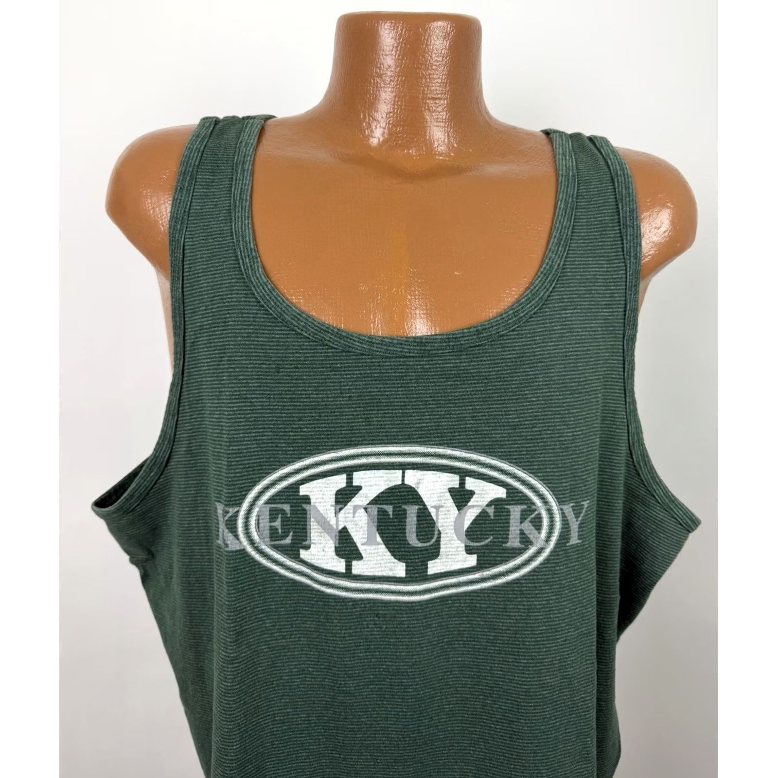 Vintage VINTAGE 90s Tank Top Mens XL Forest Green Striped Workout Beach Kentucky Size US XL / EU 56 / 4 - 2 Thumbnail