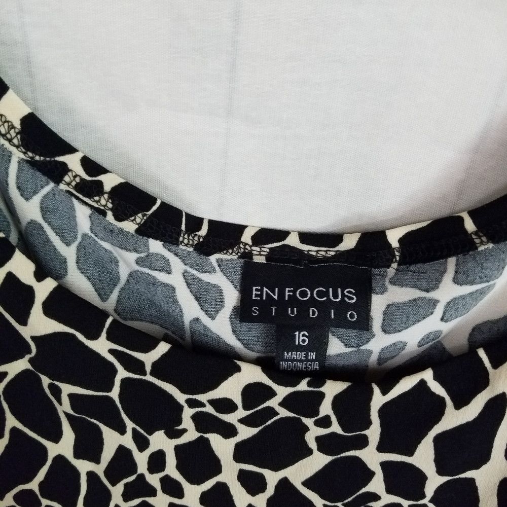 Other Enfocus Studio 16 Black Animal Print 3/4 Sleeve Size XXL / US 16-18 / IT 52-54 - 2 Thumbnail