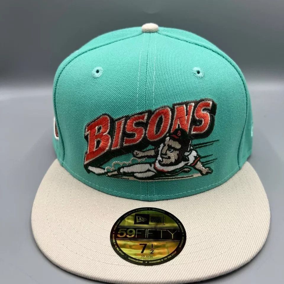 New Era Buffalo Bisons Hat Men 7 1/2 59Fifty New Era MiLB Fitted Cap Size ONE SIZE - 2 Thumbnail
