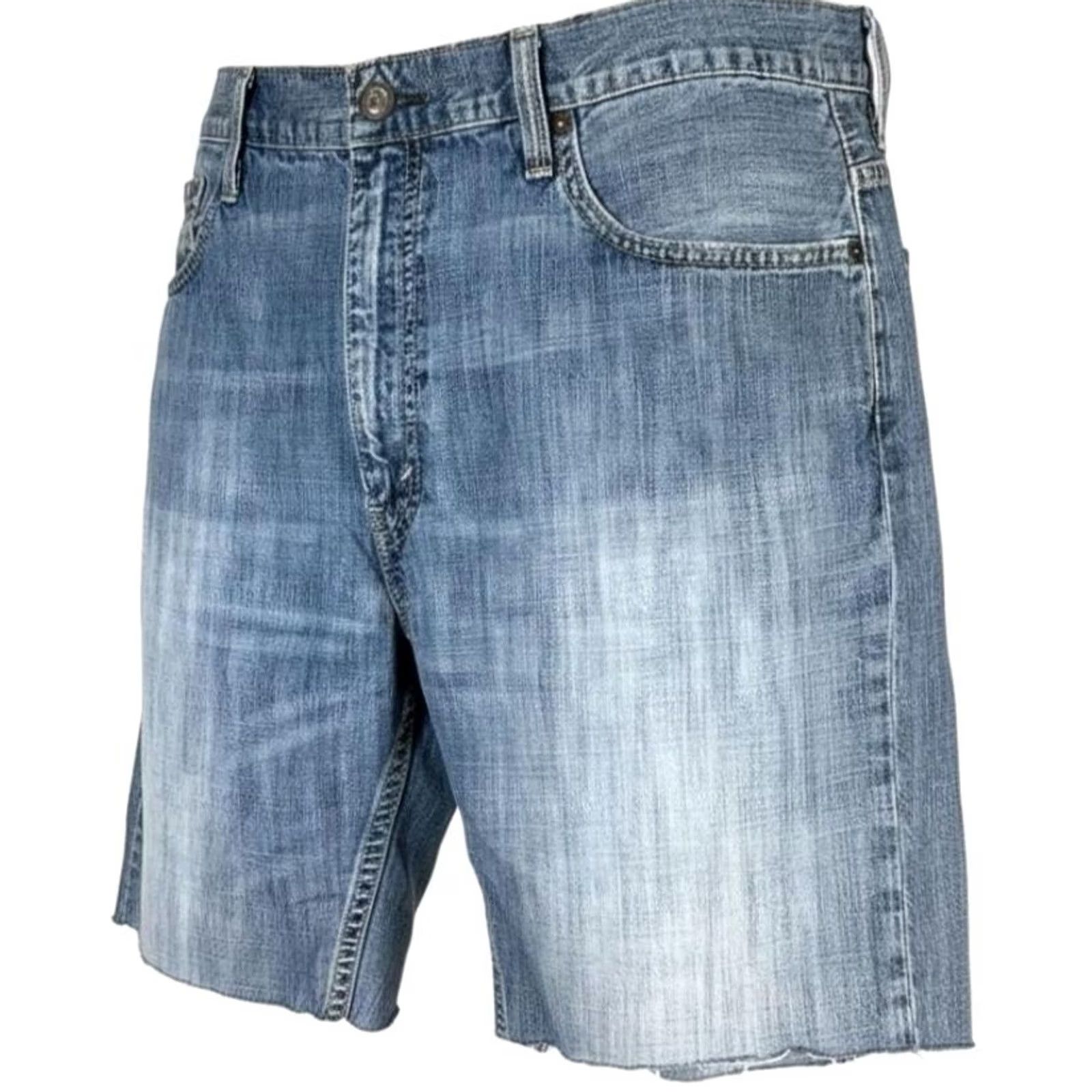 CO Levi Strauss & Co Denim Jean Bermuda Shorts Mens 38 Blue Cutoff Raw Hem 5-Pocket Zipper Button Denim Cotton Shorts Size US 38 / EU 54 - 5 Thumbnail