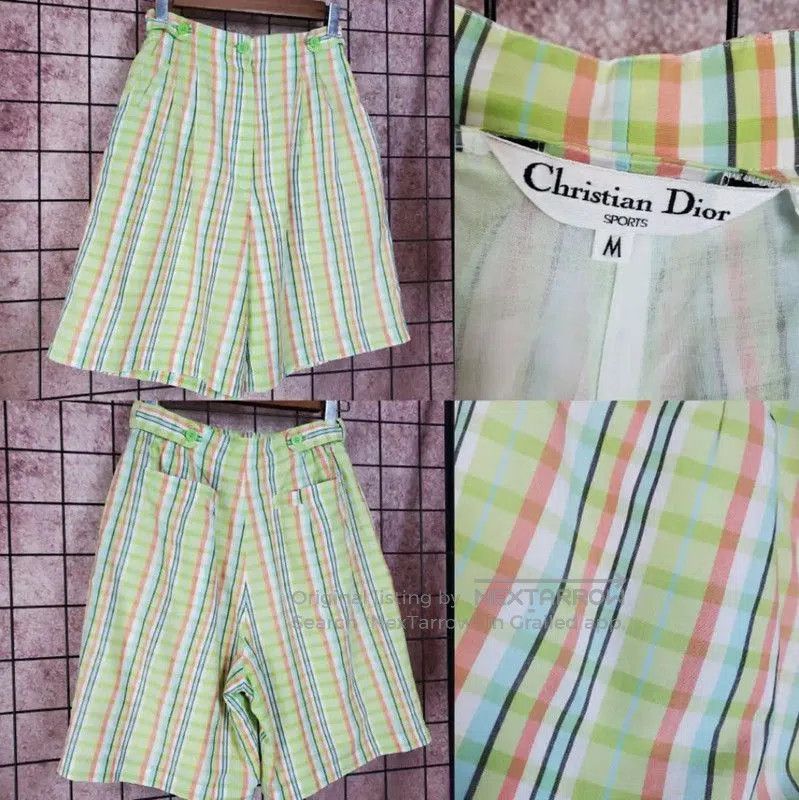 Dior Dior Green Cotton Plaid Summer Shorts . Size 27" / US 4 / IT 40 - 1 Thumbnail