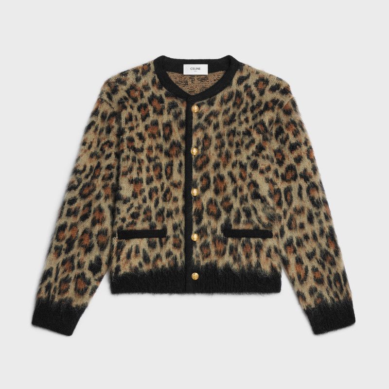 Celine o1bcso1str0126 RV00Q0ZQ7 Cardigan Jacket in Leopard Size US XL / EU 56 / 4 - 1 Thumbnail