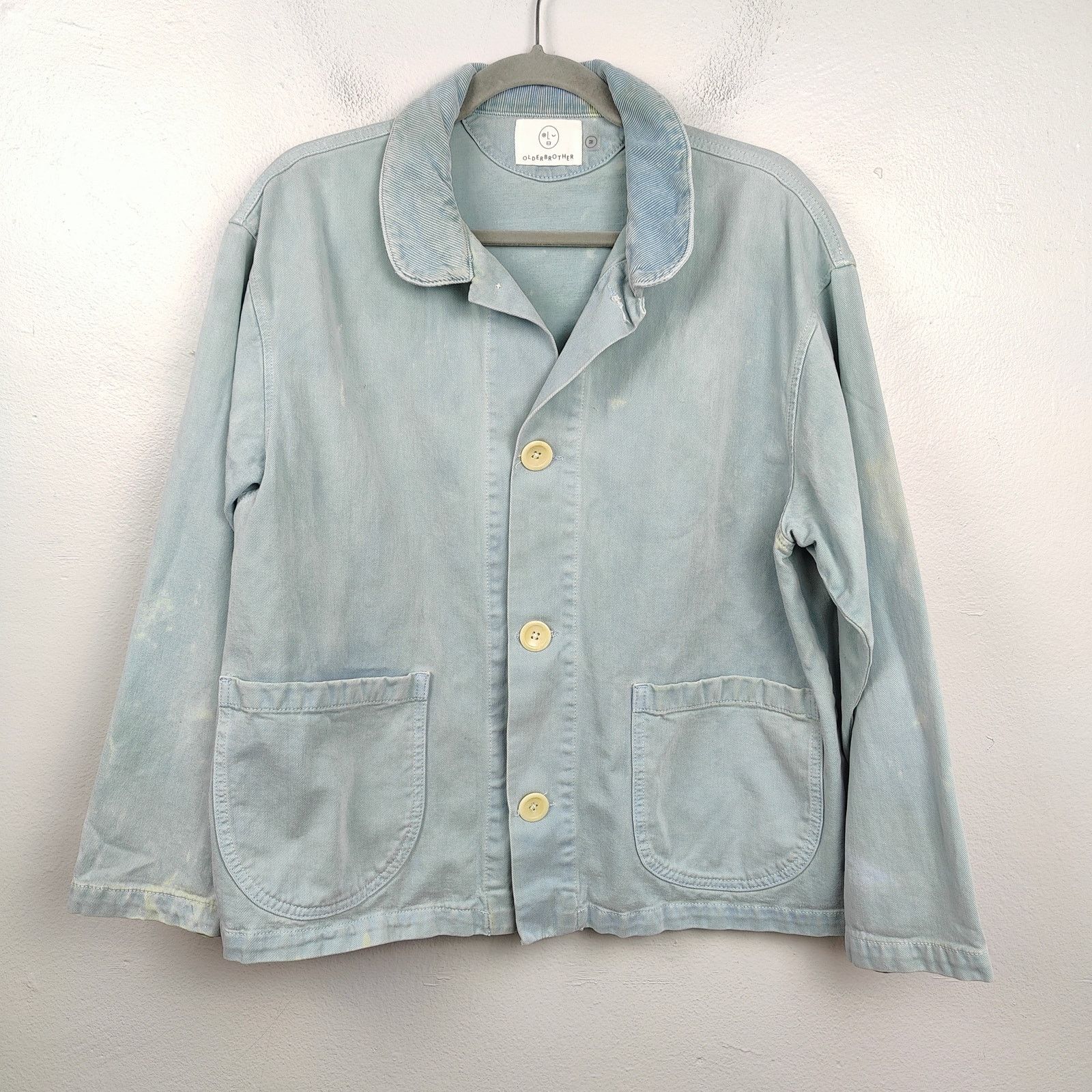 Olderbrother Chore Coat Size Medium Blue Twill Button Up