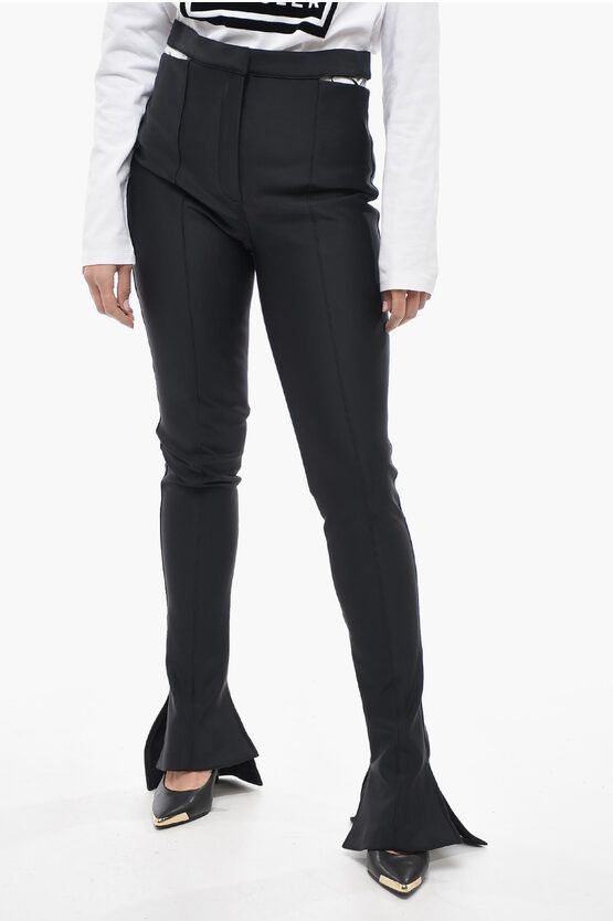 image of Mugler Flared Cut-Out Detail Pants With Side Slits in Black, Women's (Size 26)