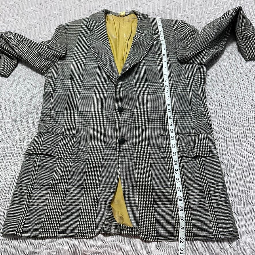 Vintage Vintage black and white Glen Check plaid blazer sport coat Size 44R - 8 Thumbnail