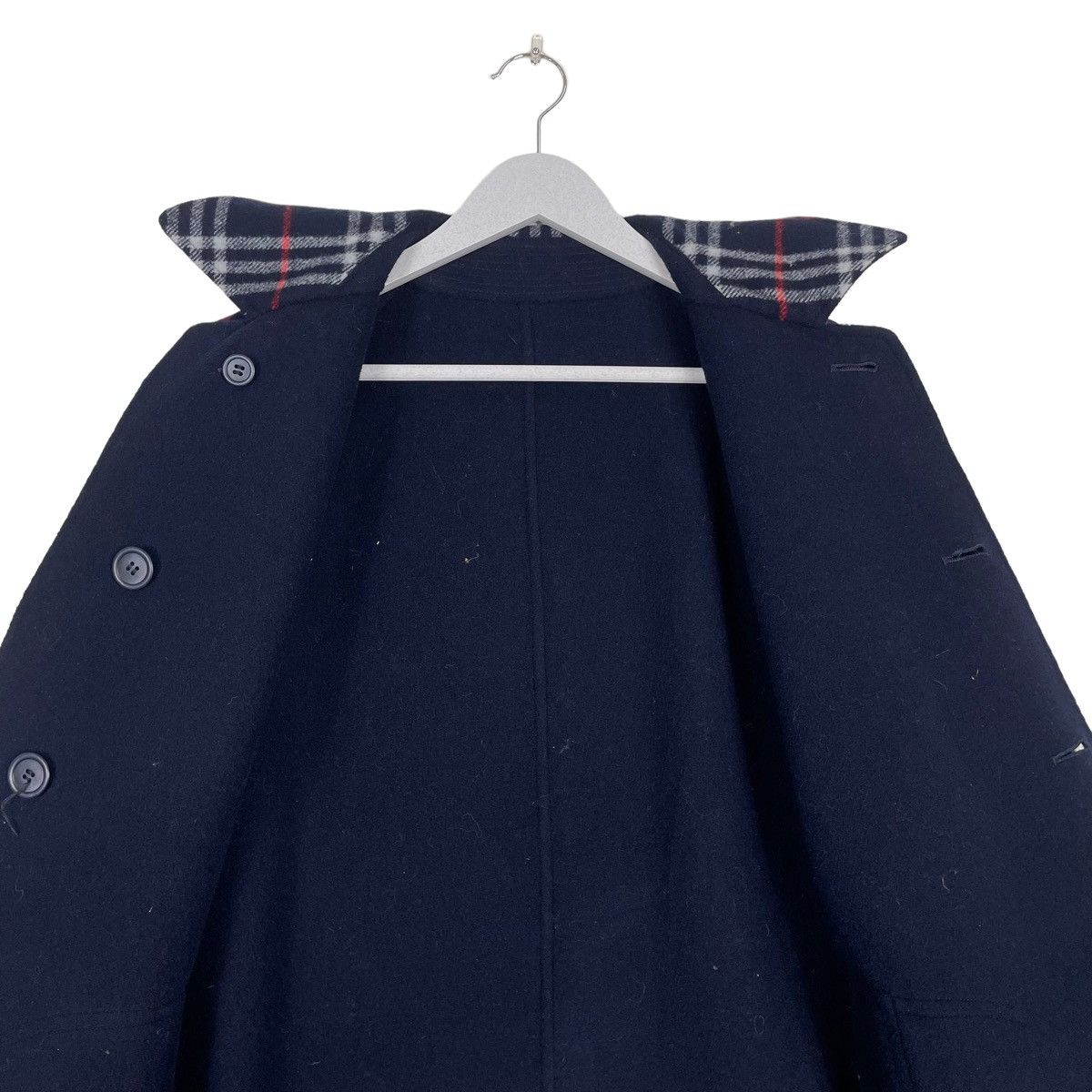 Burberry Prorsum × Vintage 💥VTG BURBERRYS NAVY BLUE CHECK REVERSIBLE BUTTON PARKA Size US M / EU 48-50 / 2 - 12 Thumbnail