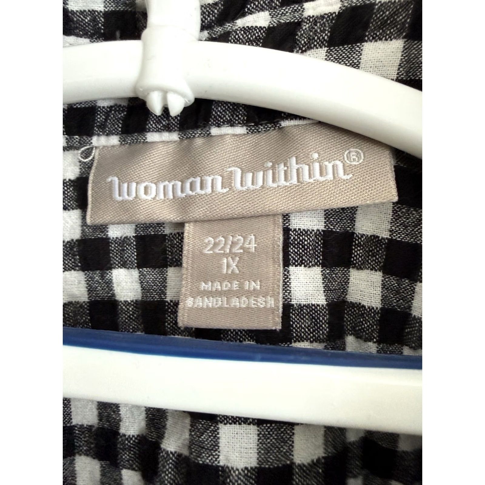 Vintage Woman Within Black & White Gingham Button Down Plus Size Woman's 1X 22/24 Size XL / US 12-14 / IT 48-50 - 4 Thumbnail