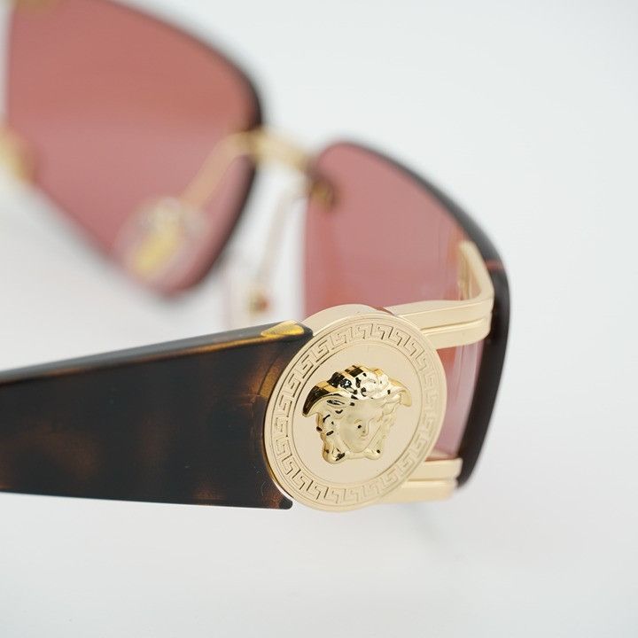 Versace Versace VE2291 100275 Sunglasses Gold/Havana Rectangle Frame Size ONE SIZE - 6 Thumbnail