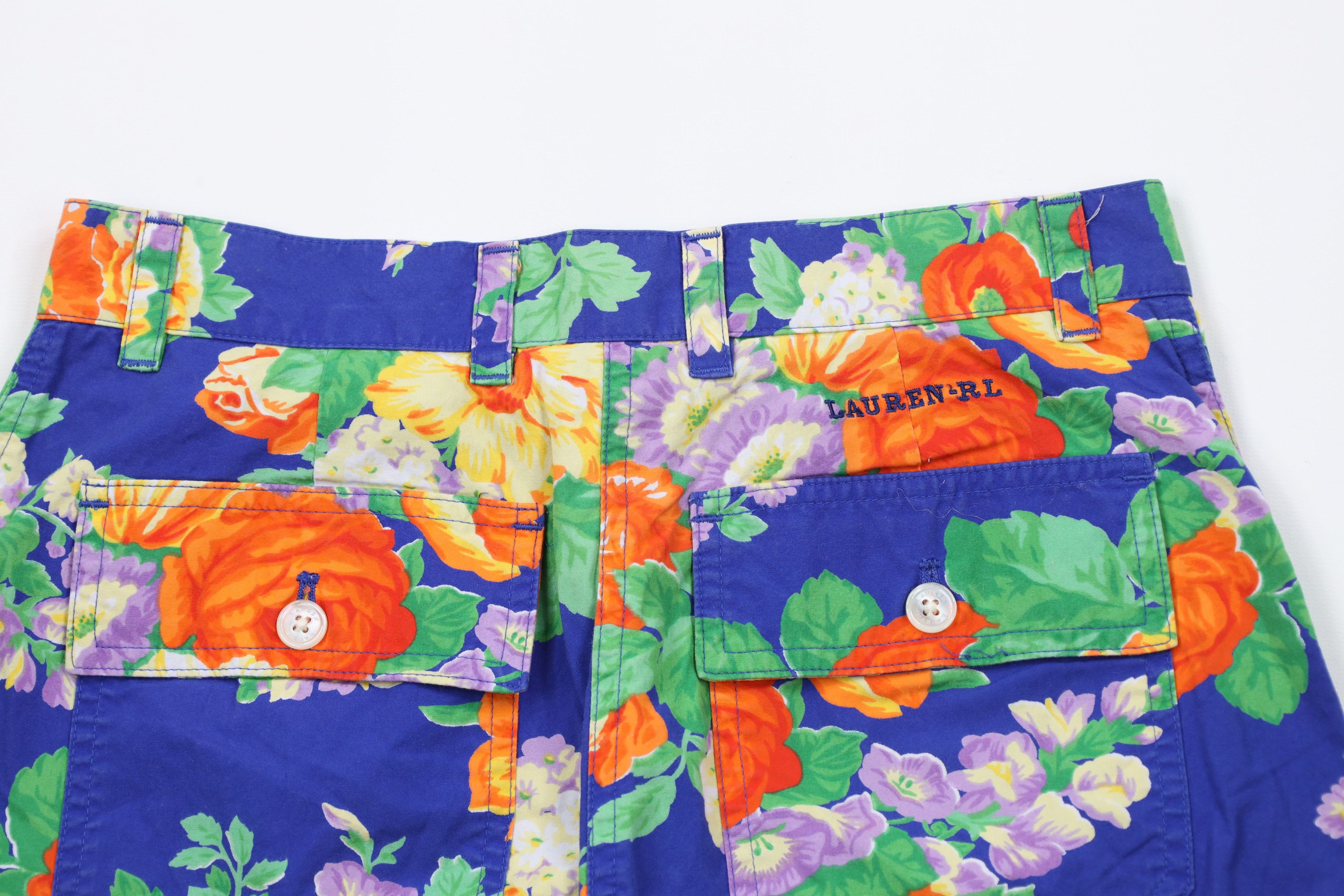 Ralph Lauren × Vintage Vintage 90s Ralph Lauren Flared Flower Capris Pants Cotton Size 30" / US 8 / IT 44 - 9 Thumbnail